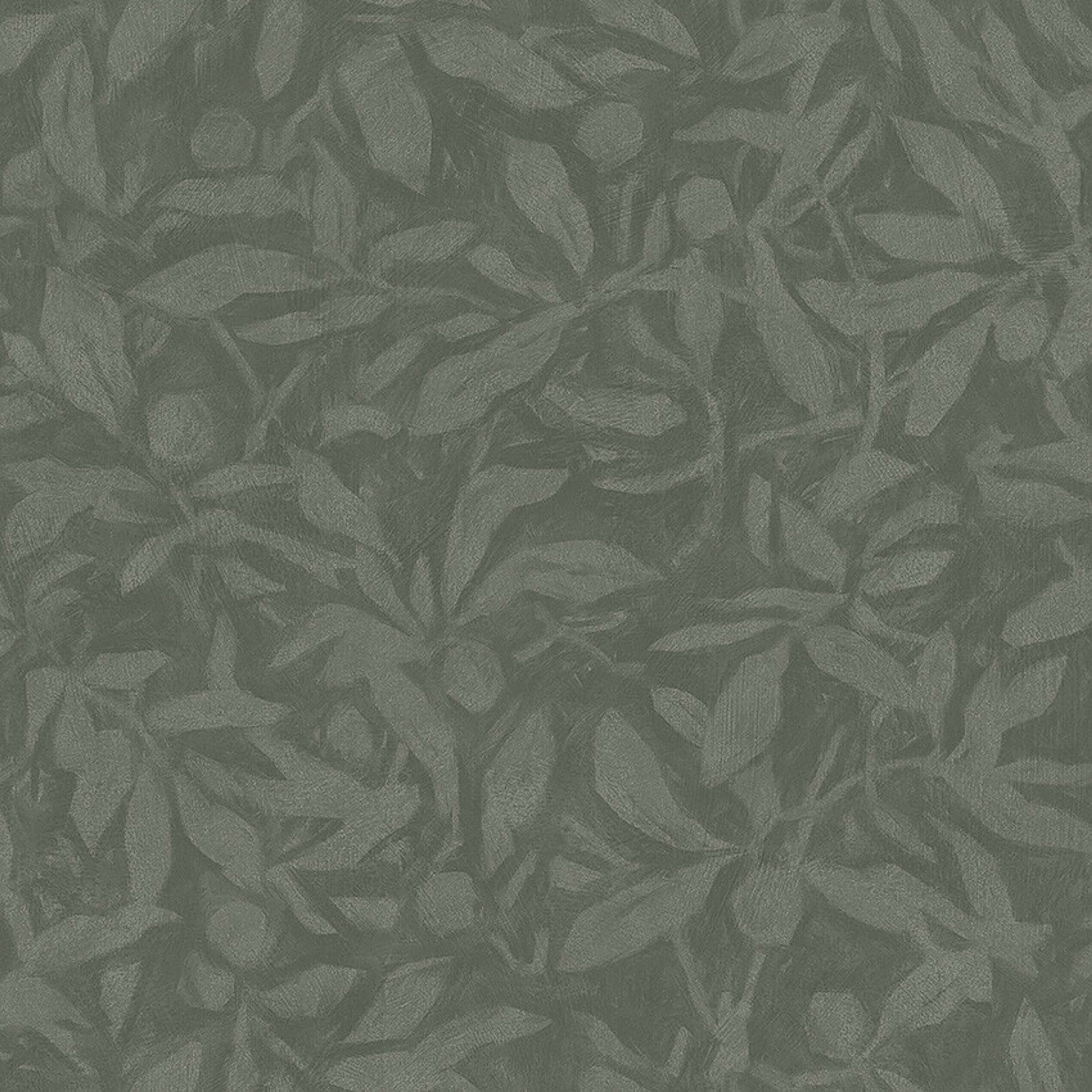 Skogsparken tapet med botaniskt mönster i grön. Från kollektionen Alla Tiders Hus. Nonwoven-material med förskjuten passning. Passar i vardagsrum, matsal och kök.