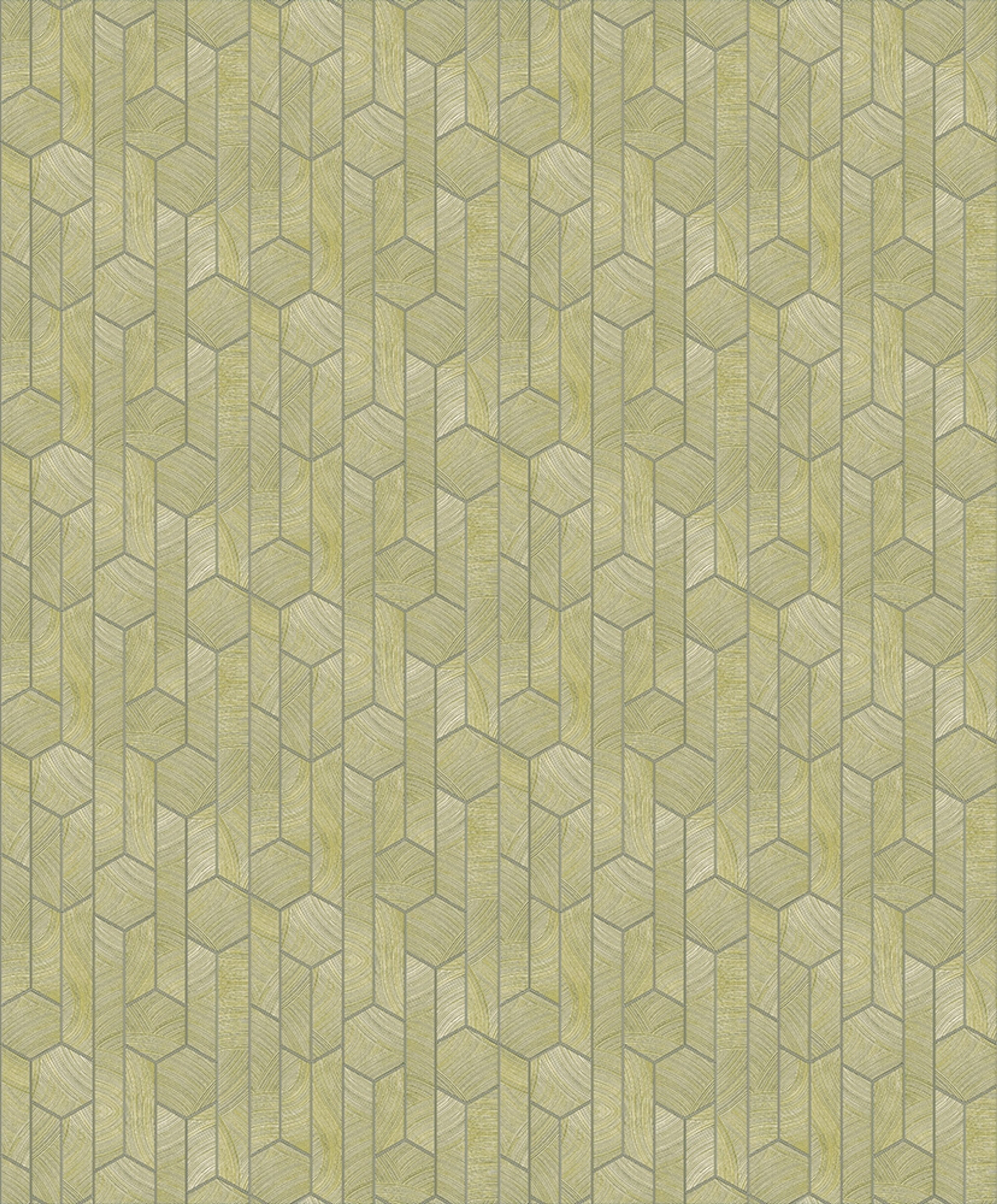 Kantha Moss tapet med geometriskt mönster i grön. Från kollektionen Summer. Nonwoven-material med rak passning.