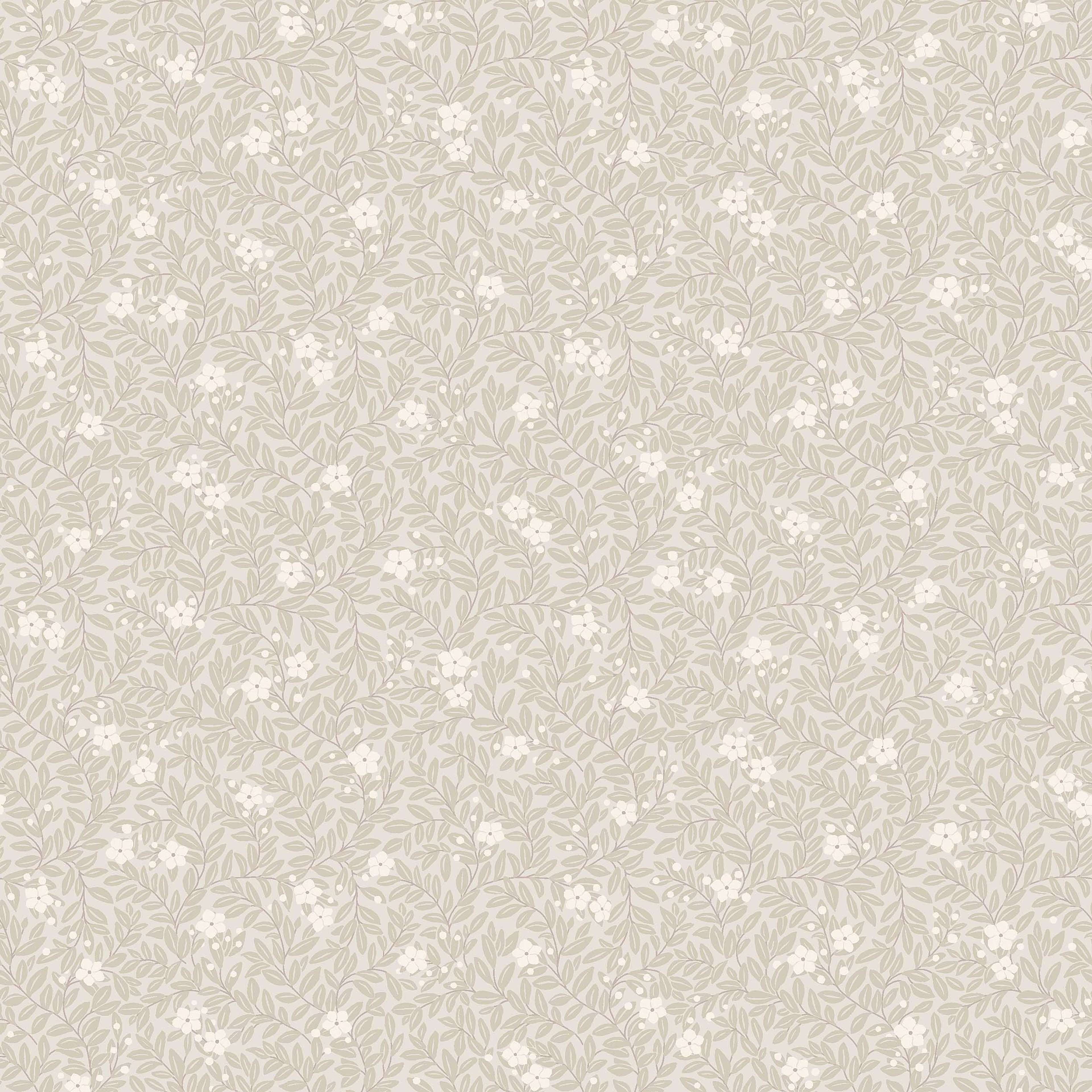 Myrten beige, tapet tapet med botaniskt, blommigt mönster i beige. Från kollektionen Orangeri. Nonwoven-material med rak passning. Passar i arbetsrum.