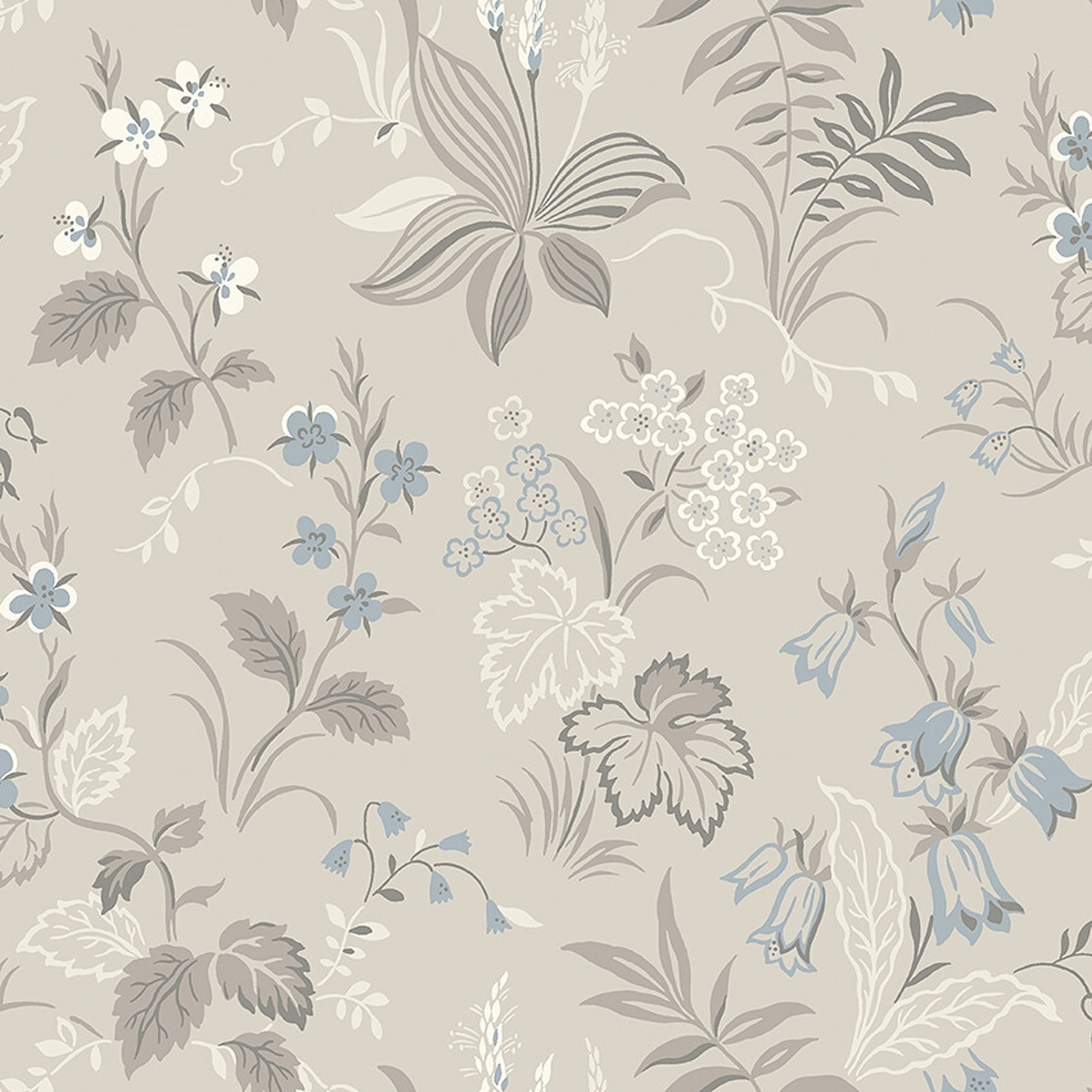 Folklore tapet med blommigt mönster i grå. Från kollektionen timeless traditions. Nonwoven-material med förskjuten passning.