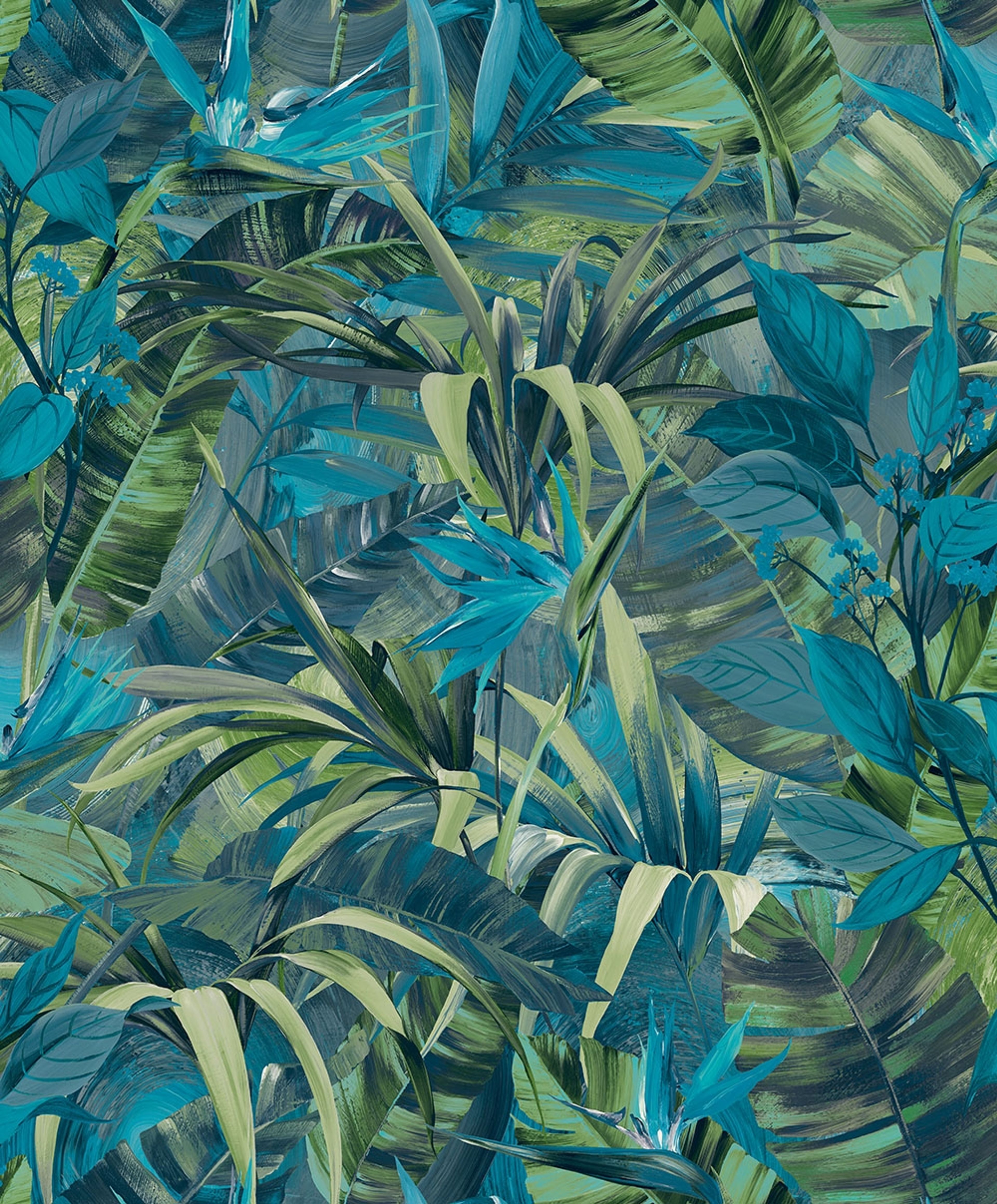 Paradise Flower tapet i turkos tapet med djur mönster i turkos. Från kollektionen jungle fever. Nonwoven-material med förskjuten passning. Passar i vardagsrum och matsal.
