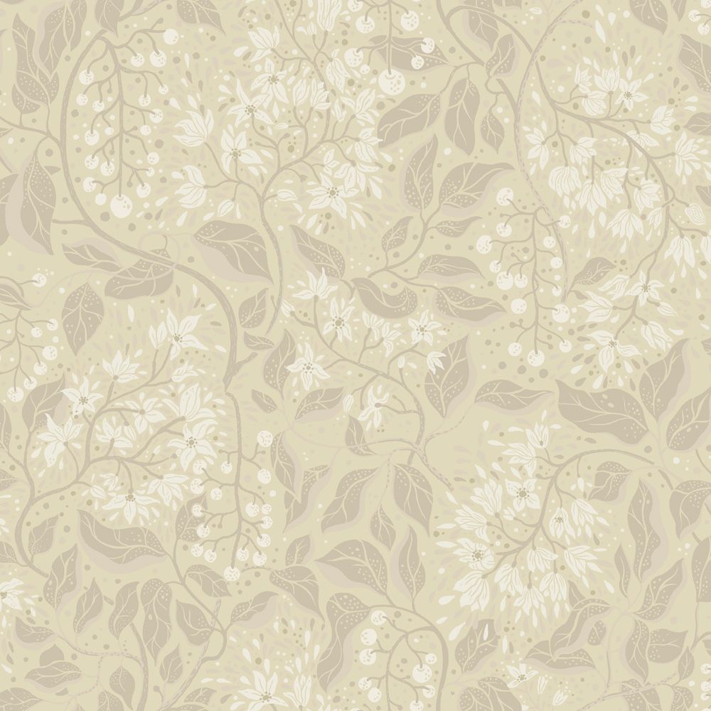Turi tapet med blommigt mönster i beige. Från kollektionen Fägring. Nonwoven-material med förskjuten passning.