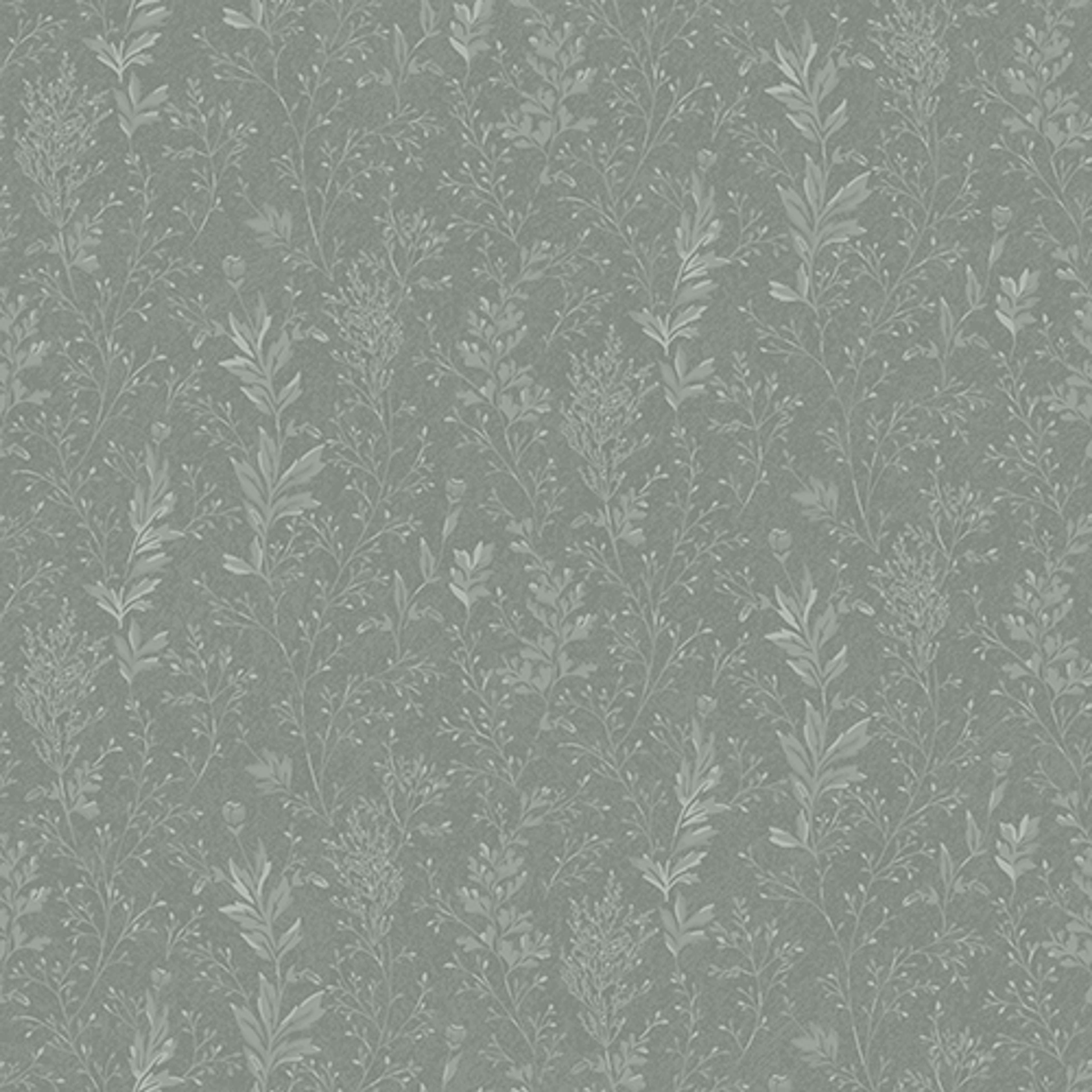 Tuva, grön tapet tapet med botaniskt mönster i grön. Från kollektionen Hav & Land. Nonwoven-material med rak passning.