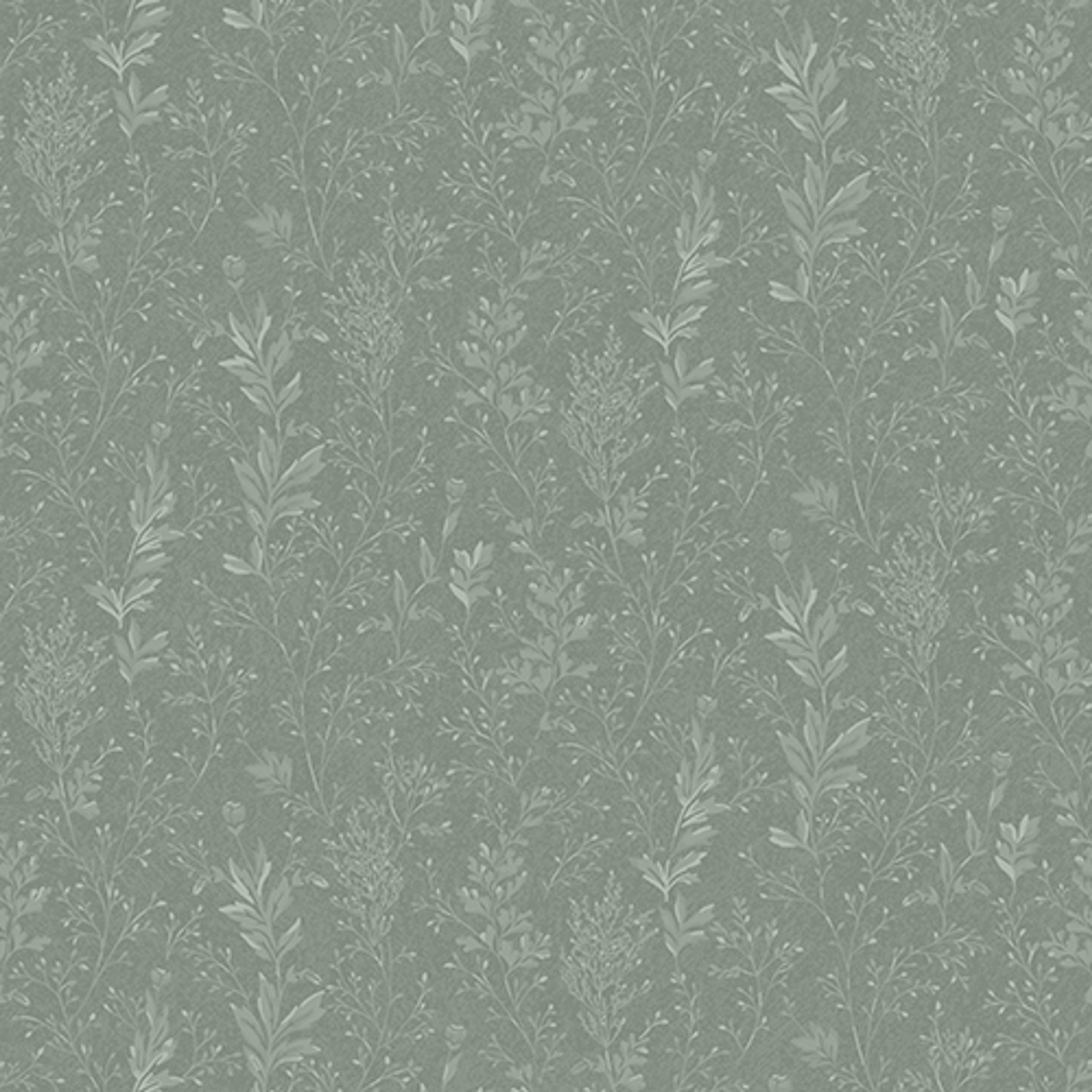 Tuva, grön tapet tapet med botaniskt mönster i grön. Från kollektionen Hav & Land. Nonwoven-material med rak passning.