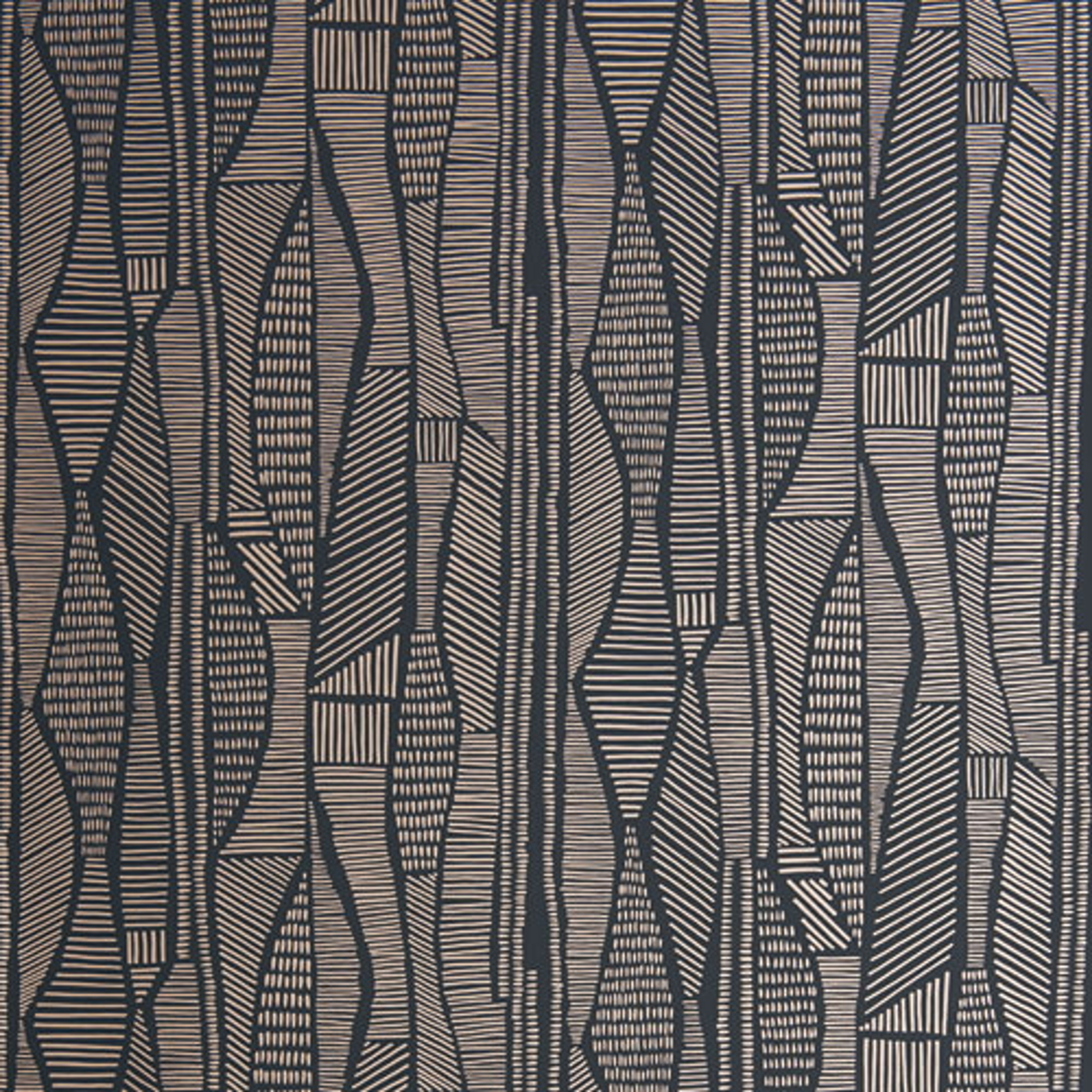 Skylark Onyx tapet från Midbec med abstrakt mönster i svart. Från kollektionen Pioneer. Nonwoven-material med förskjuten passning.