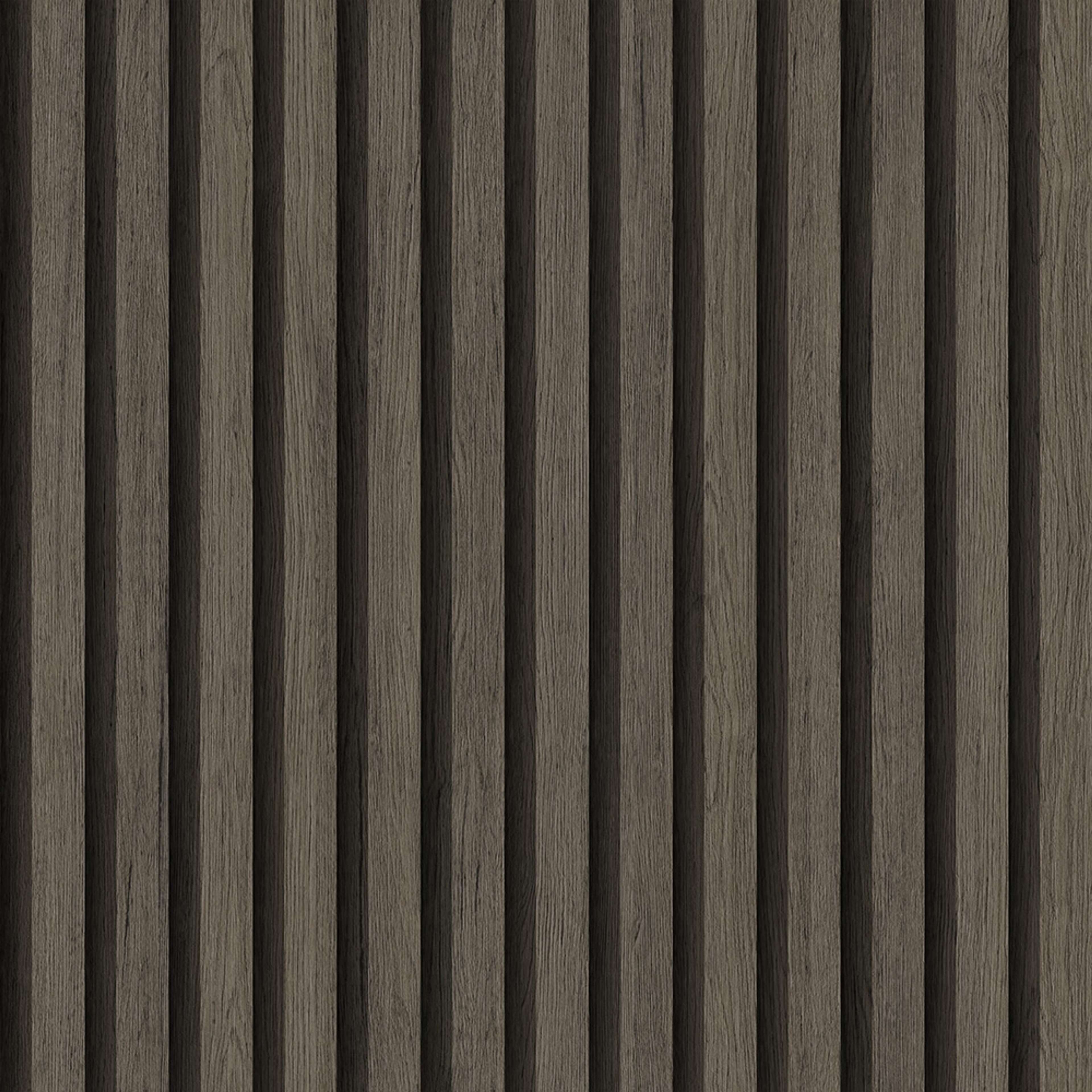 Ribbvägg tapet med träimitation mönster i brun. Från kollektionen Elements. Nonwoven-material.