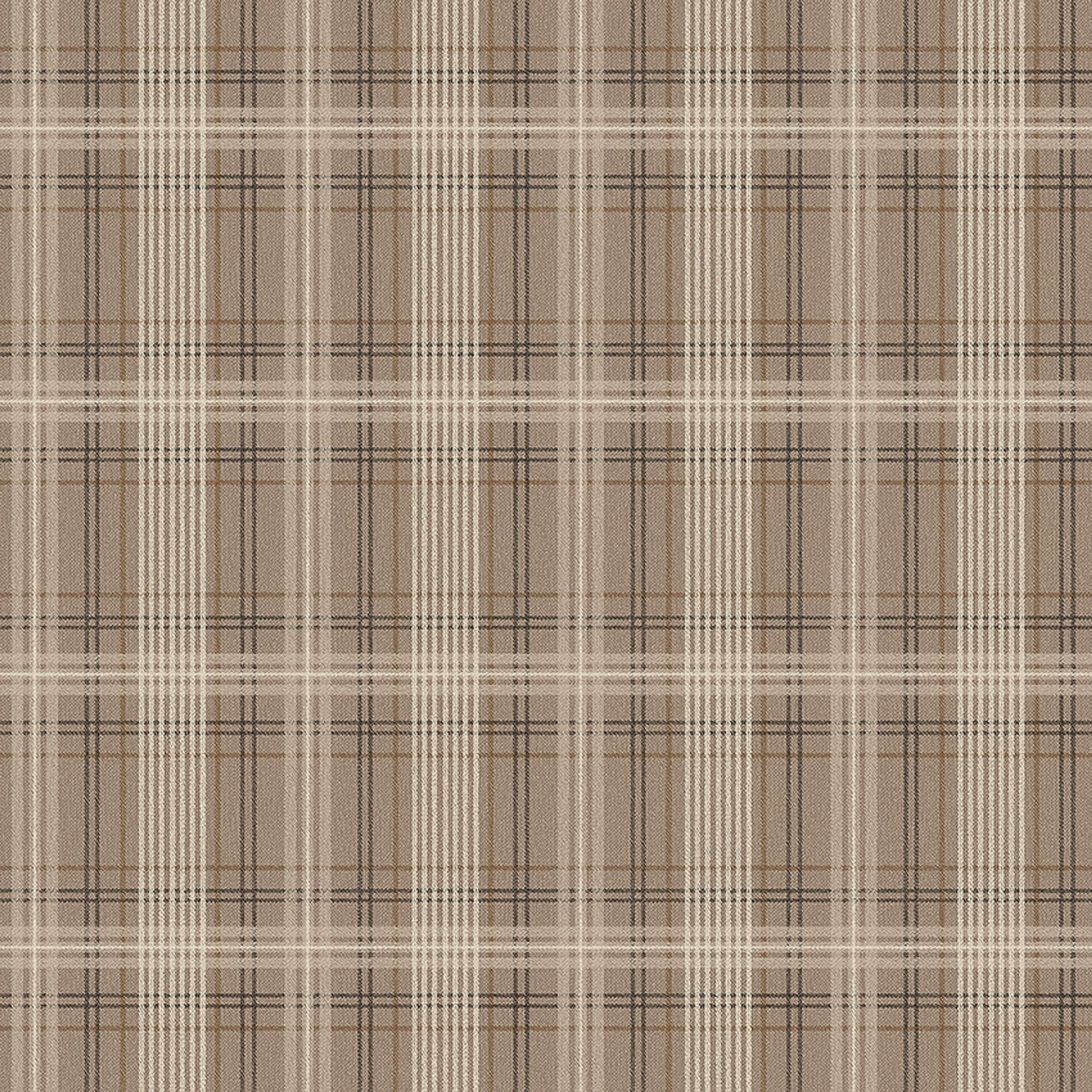 Tailor´s Tweed varm mörkbrun tapet med rutigt mönster i brun. Från kollektionen Cottage Garden. Nonwoven-material med rak passning. Passar i vardagsrum, matsal och hall.