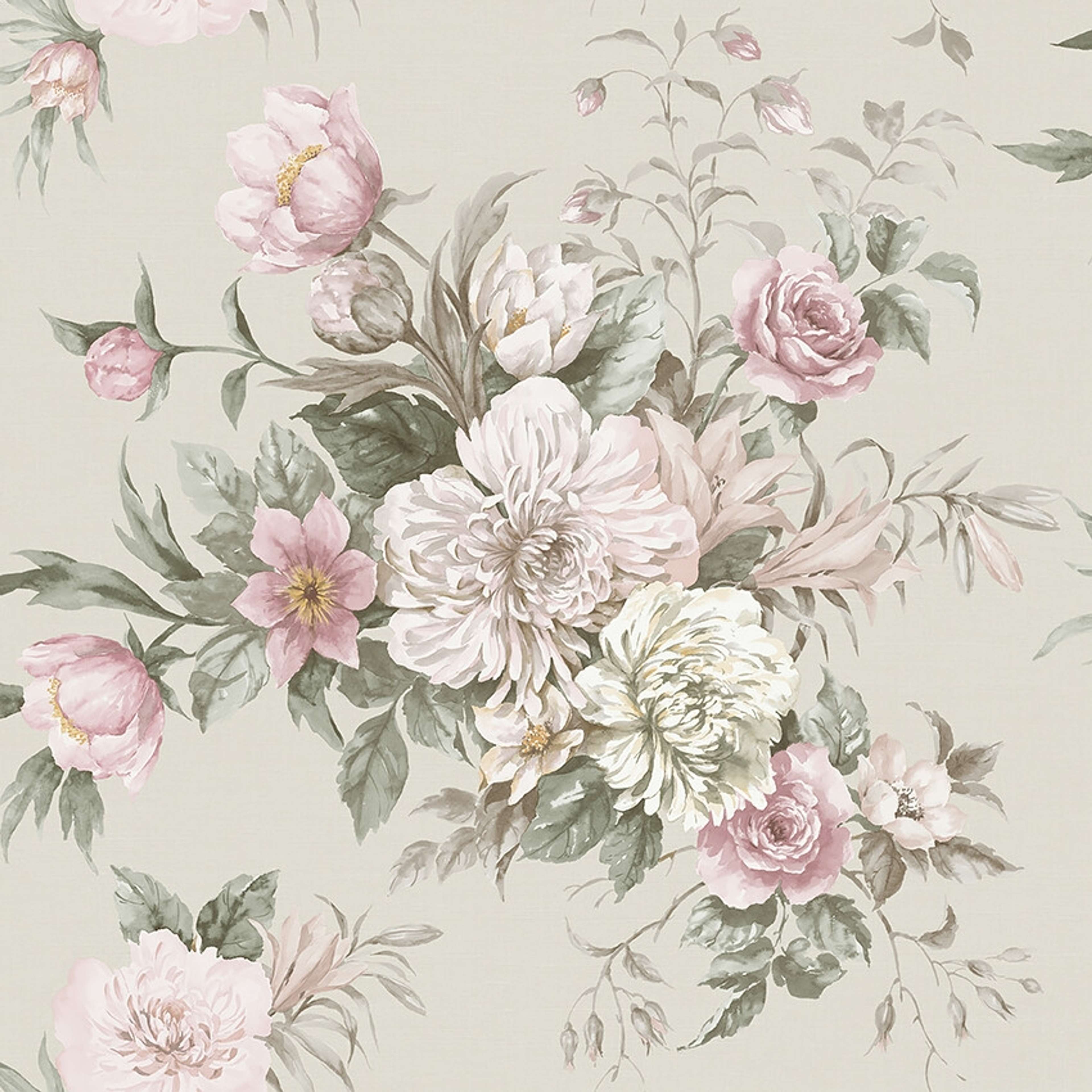 Floral Charm tapet tapet med blommigt mönster i beige. Från kollektionen Dreamy Escape. Nonwoven-material med förskjuten passning. Passar i vardagsrum och matsal.