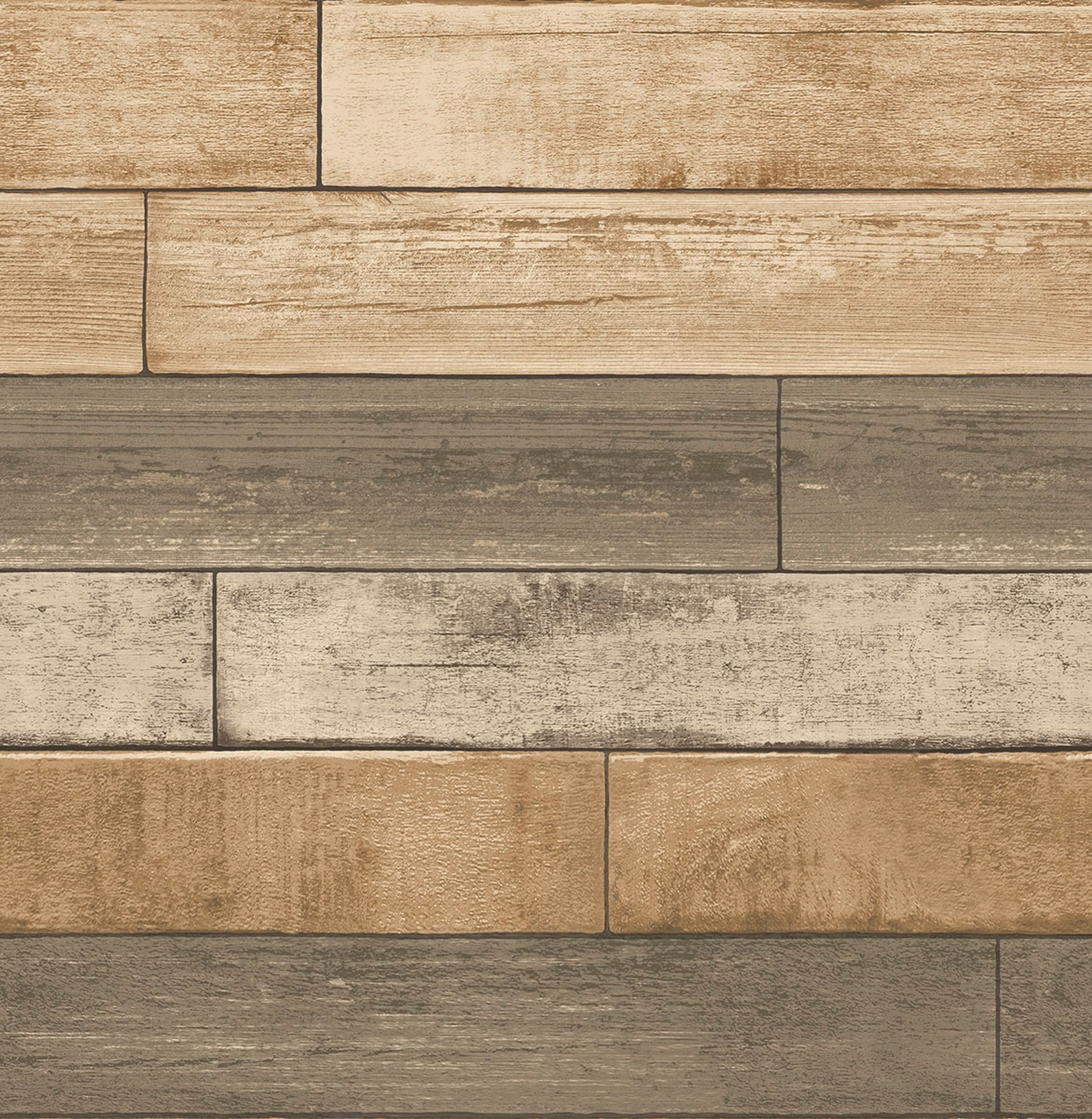 Weathered Plank tapet i brun tapet med tegelsten mönster i brun. Från kollektionen trilogy. Nonwoven-material med rak passning. Passar i vardagsrum och matsal.