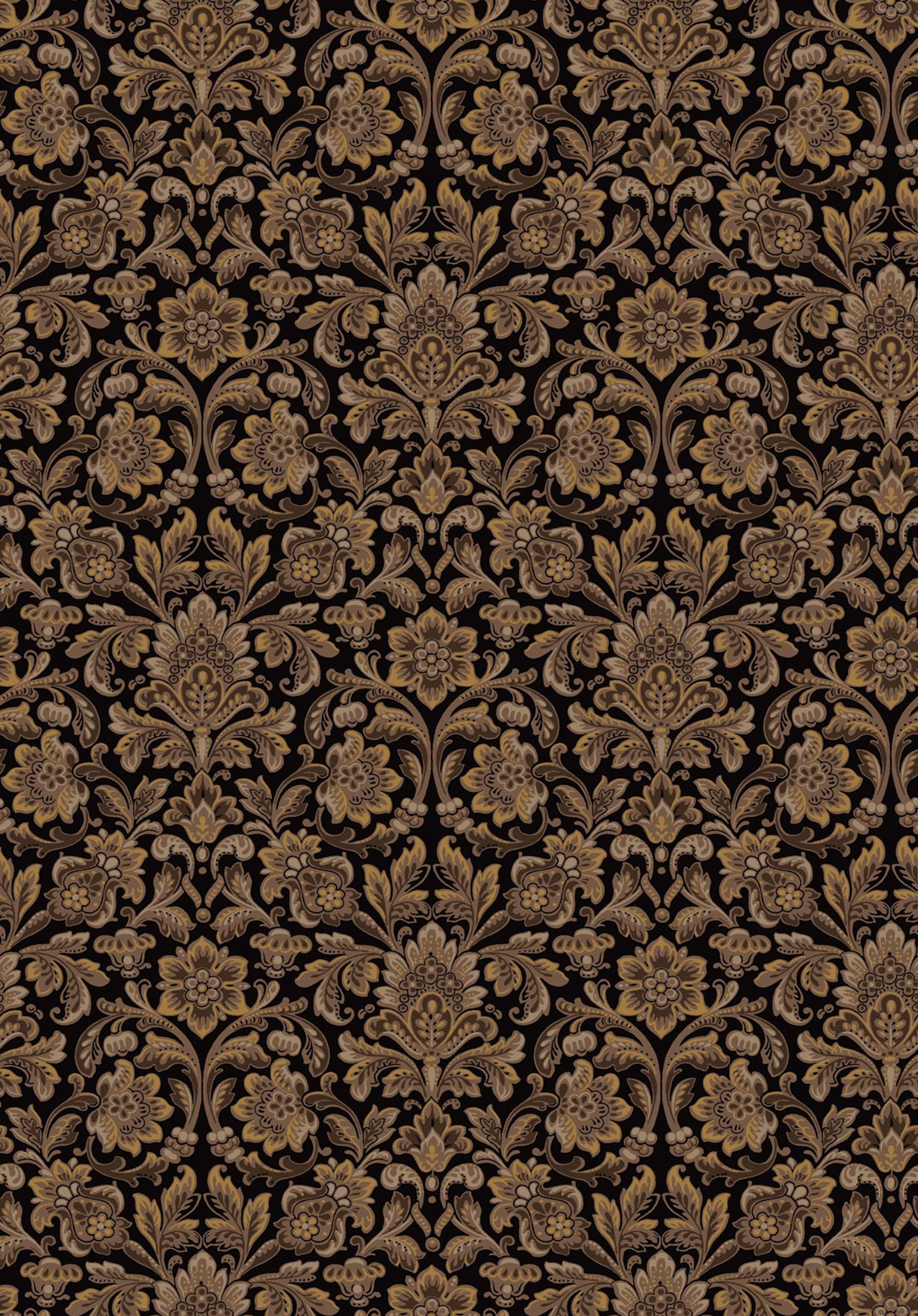 Foglavik, brun/svart tapet från Boråstapeter med blommigt mönster i guld och brun. Från kollektionen anno. Nonwoven-material med rak passning. Lyx, country-stil. Passar i sovrum och matsal.