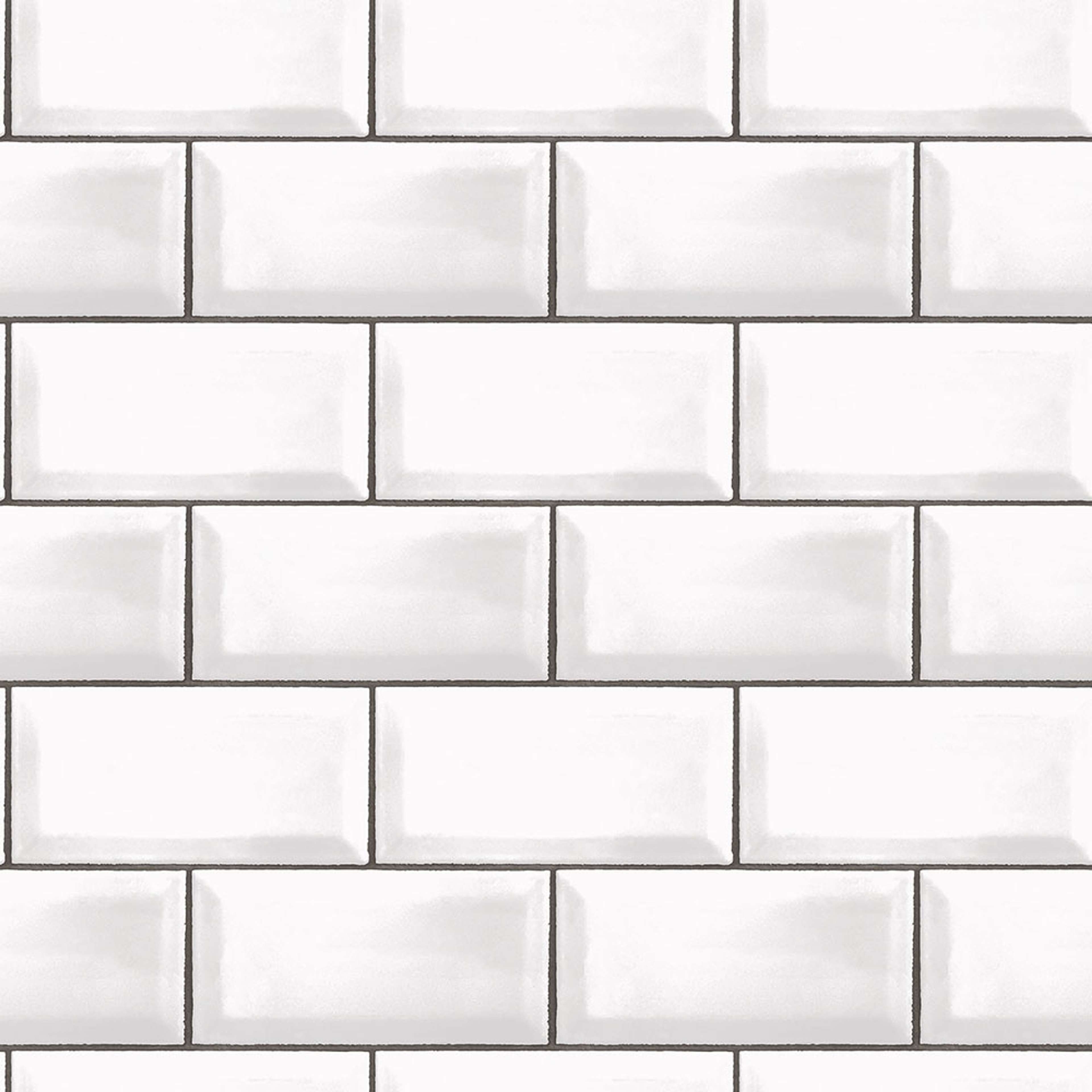 Metro Tile tapet i vit och svart. Från kollektionen Just Kitchens. Nonwoven-material med rak passning.