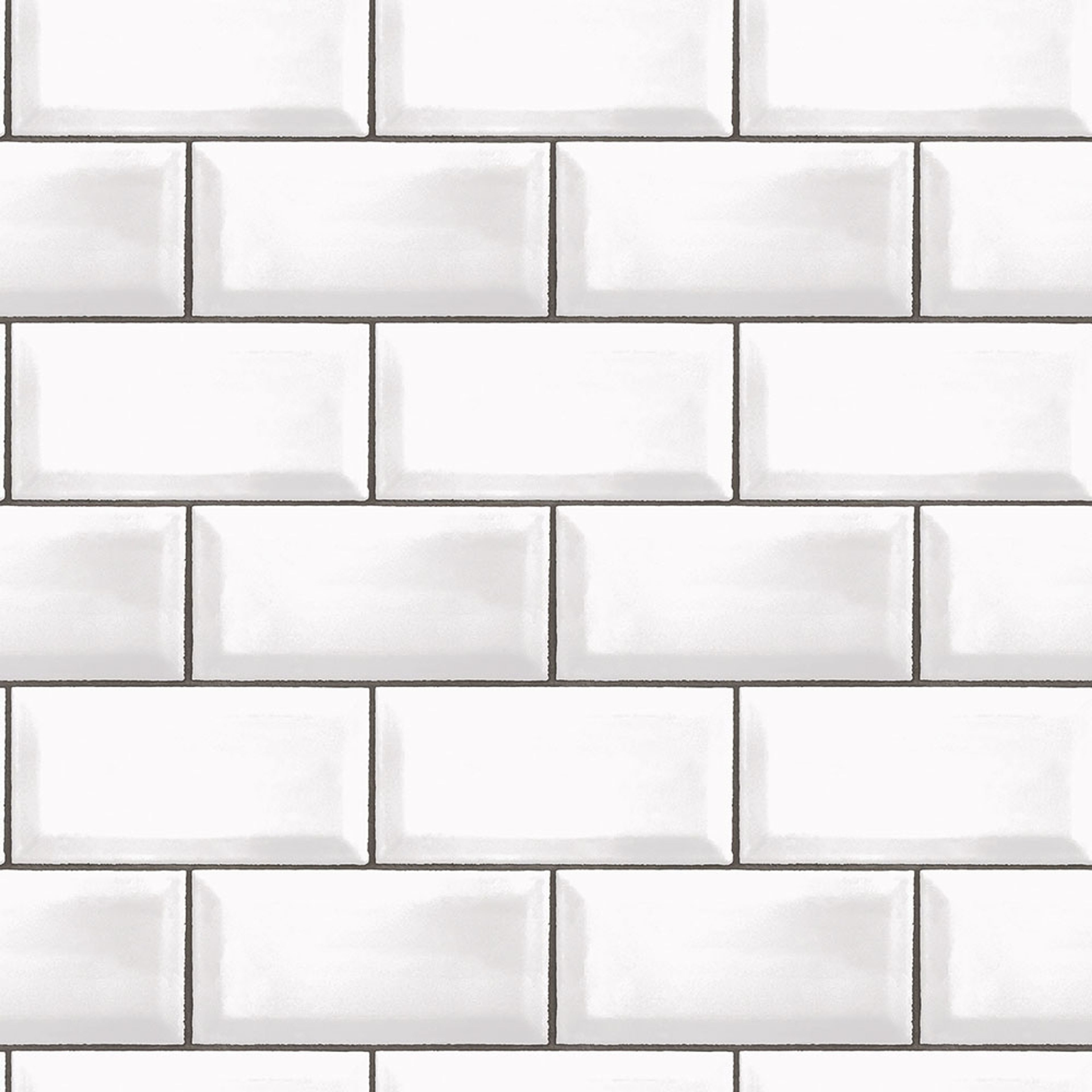 Metro Tile tapet i vit och svart. Från kollektionen Just Kitchens. Nonwoven-material med rak passning.