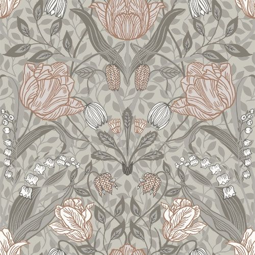 Filippa storblommig, beige tapet med blommigt mönster i beige. Från kollektionen Grönhaga. Nonwoven-material med rak passning. Passar i barnrum.