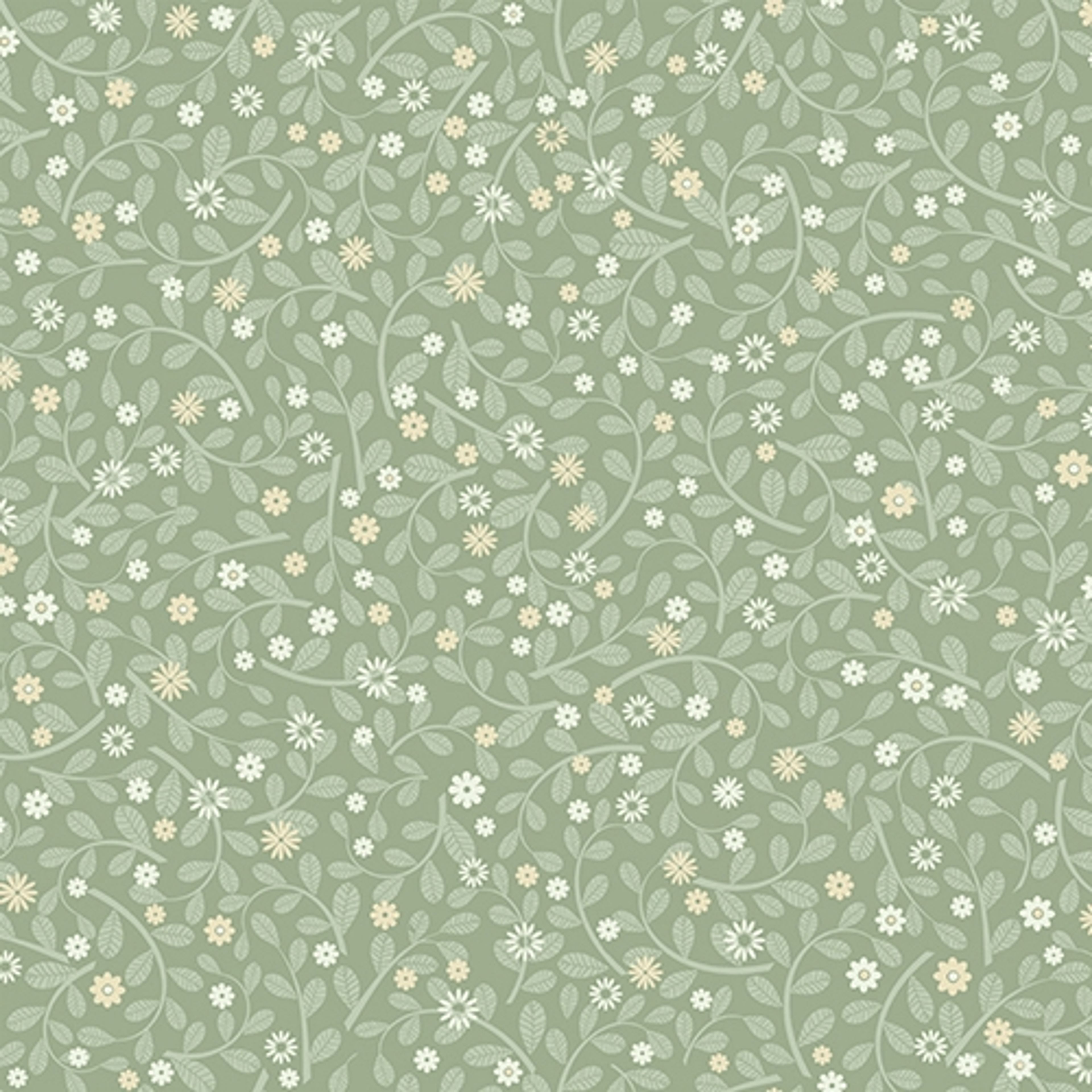 Sunnanö Hummelvik, grön tapet med blommigt mönster i grön. Från kollektionen Sunnanö. Nonwoven-material med förskjuten passning.
