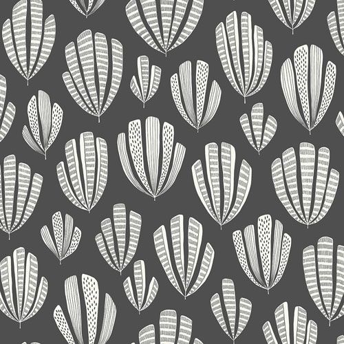 Hoja Boston tapet från Midbec med botaniskt, retro mönster i svart. Från kollektionen Kinfolk. Nonwoven-material med förskjuten passning.