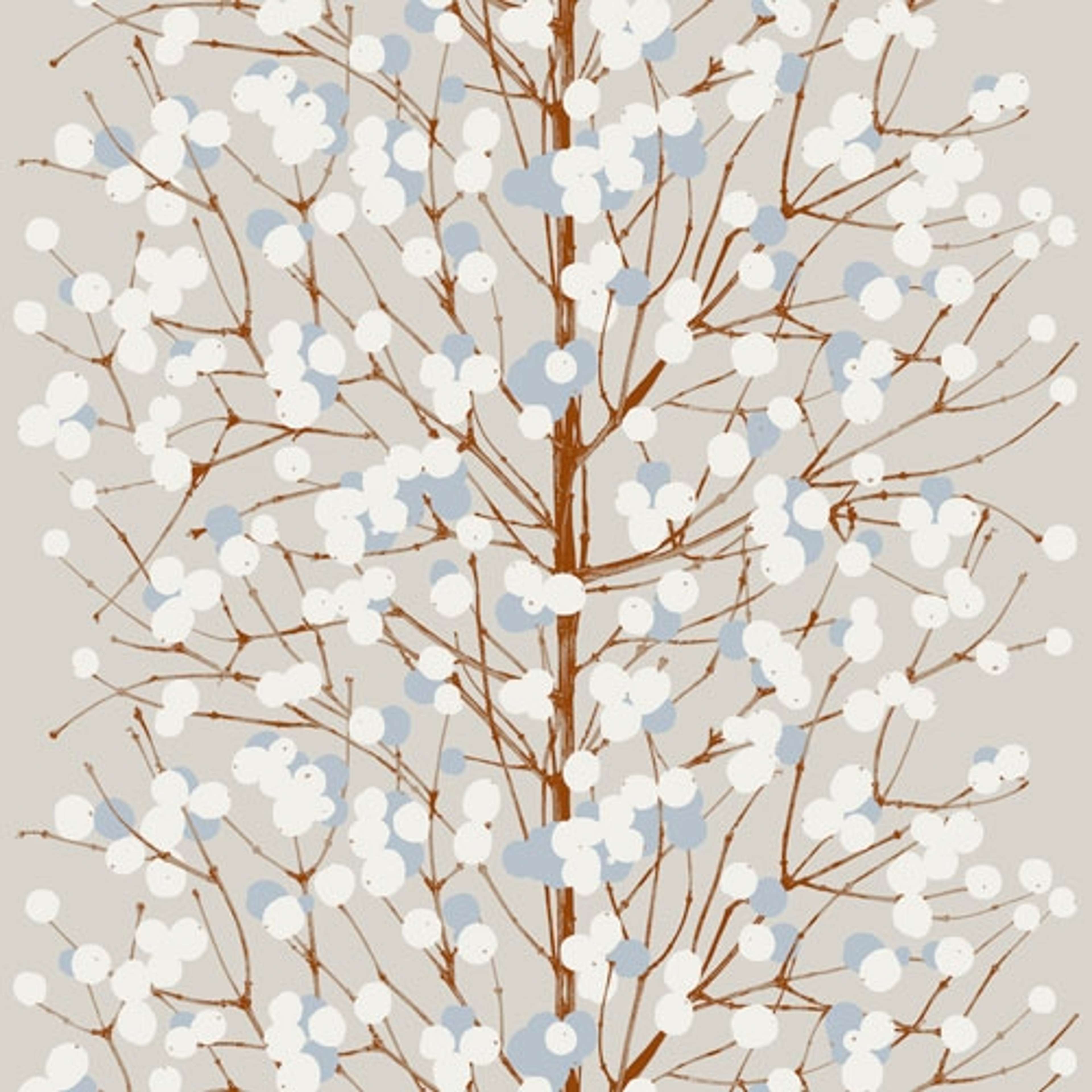Marimekko Lumimarja, grå tapet tapet från Midbec med botaniskt mönster i grå. Från kollektionen Marimekko 5. Nonwoven-material.