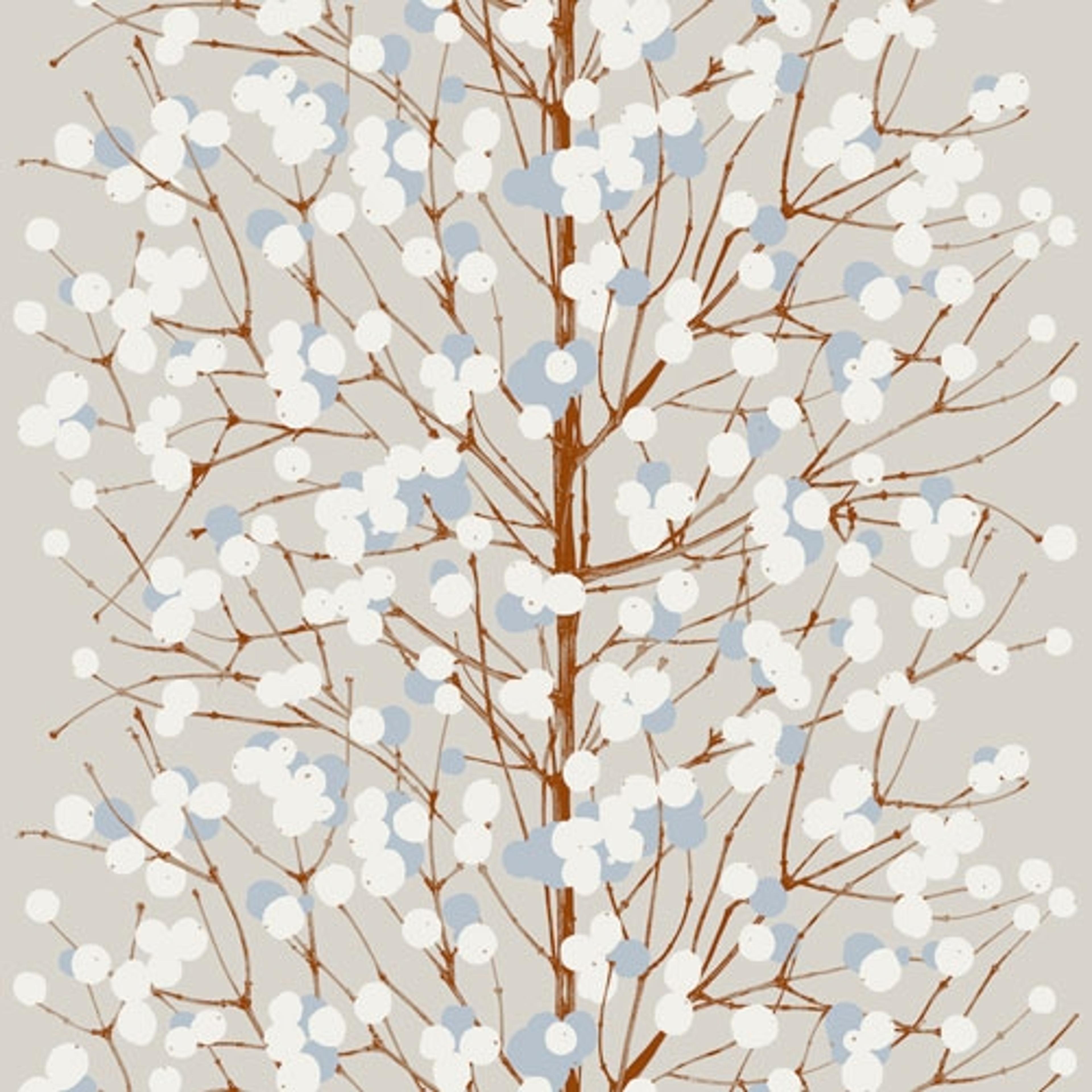 Marimekko Lumimarja, grå tapet tapet från Midbec med botaniskt mönster i grå. Från kollektionen Marimekko 5. Nonwoven-material.