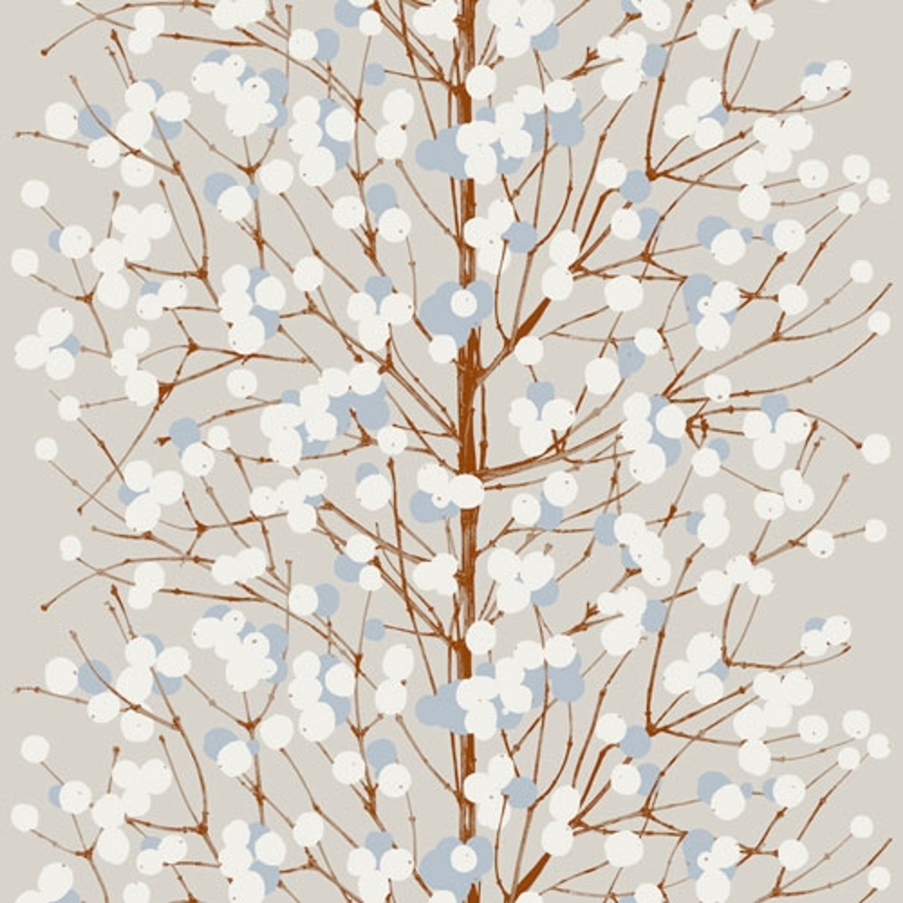Marimekko Lumimarja, grå tapet tapet från Midbec med botaniskt mönster i grå. Från kollektionen Marimekko 5. Nonwoven-material.