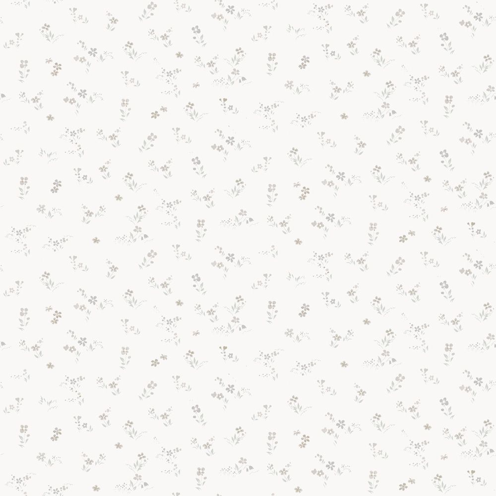 Sommarnatt vit, tapet tapet med blommigt mönster i vit. Från kollektionen Sommaräng. Nonwoven-material med rak passning.