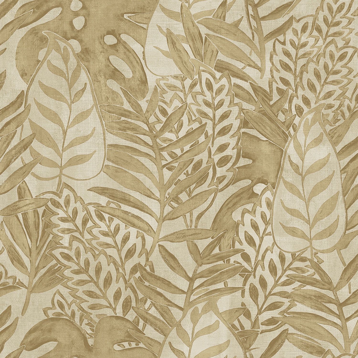 Tropical Allover tapet med botaniskt mönster i beige. Från kollektionen Tahiti. Nonwoven-material med förskjuten passning. Passar i vardagsrum, matsal och hall.