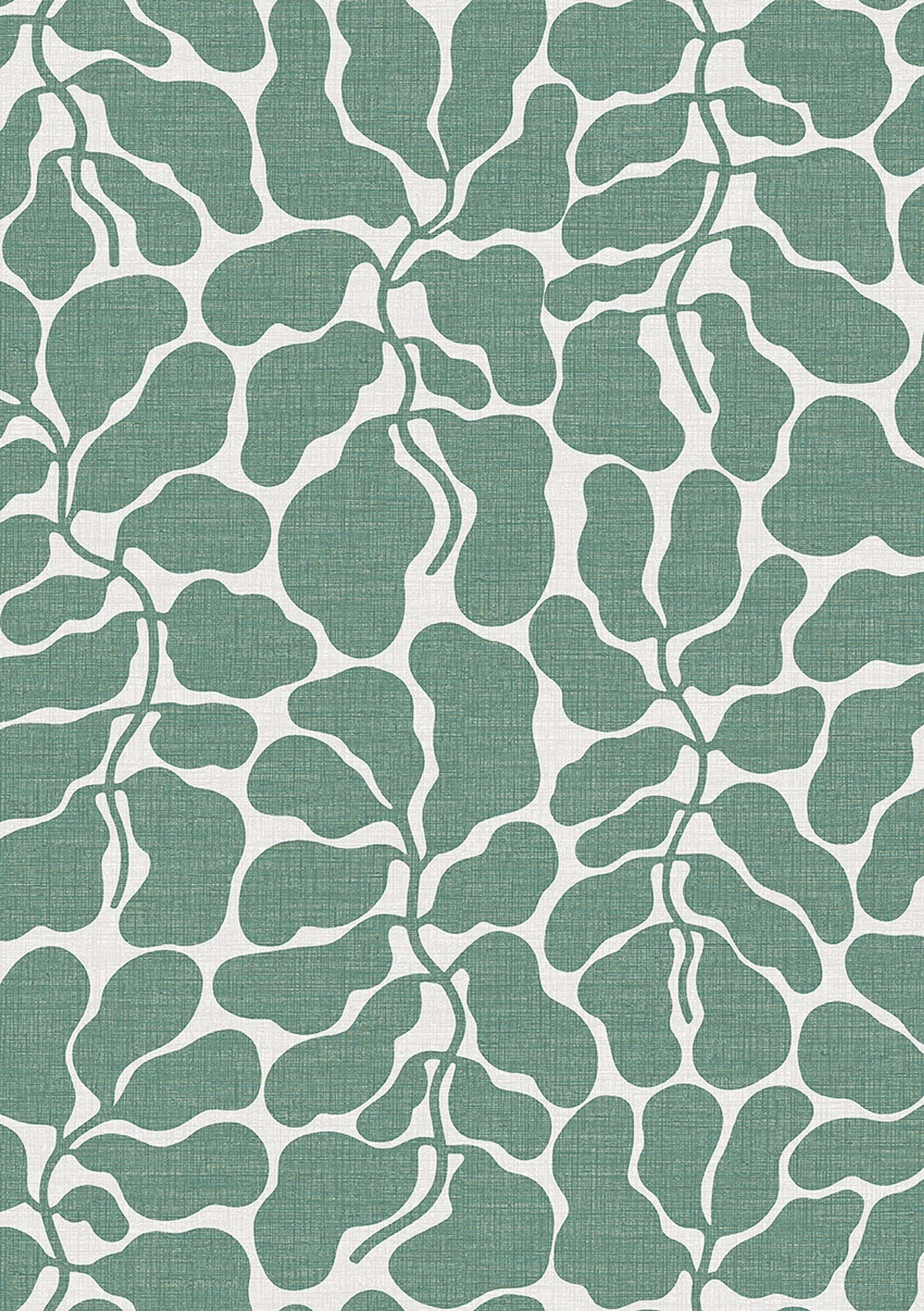My Secret Garden grön, tapet tapet med botaniskt, grafiskt, retro mönster i grön. Från kollektionen swedish designers. Nonwoven-material med förskjuten passning. Vintage-stil.