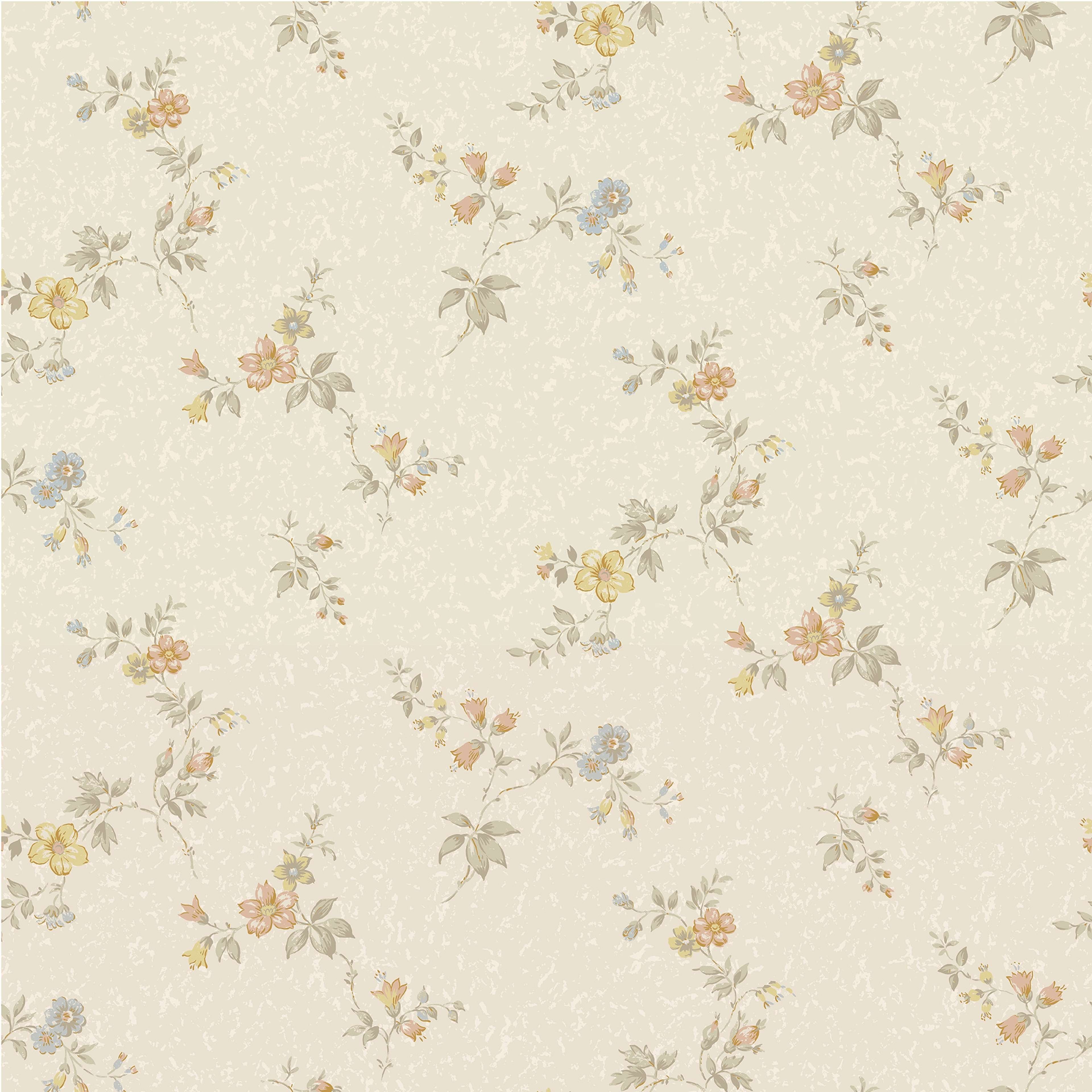 Kerstin beige tapet med blommigt mönster i beige. Från kollektionen Gammalsvenska klassiker 1850–1950. Nonwoven-material med rak passning.