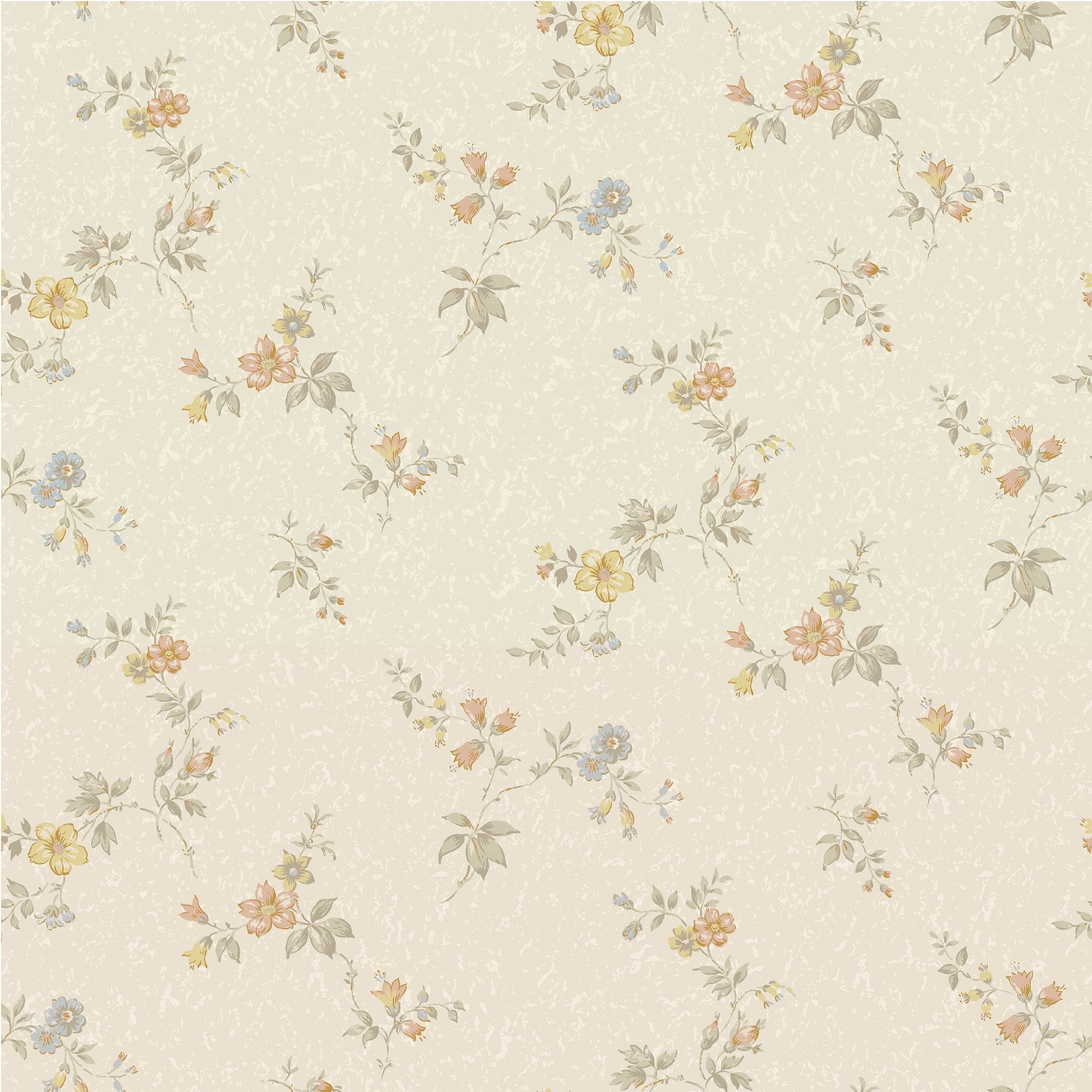 Kerstin beige tapet med blommigt mönster i beige. Från kollektionen Gammalsvenska klassiker 1850–1950. Nonwoven-material med rak passning.