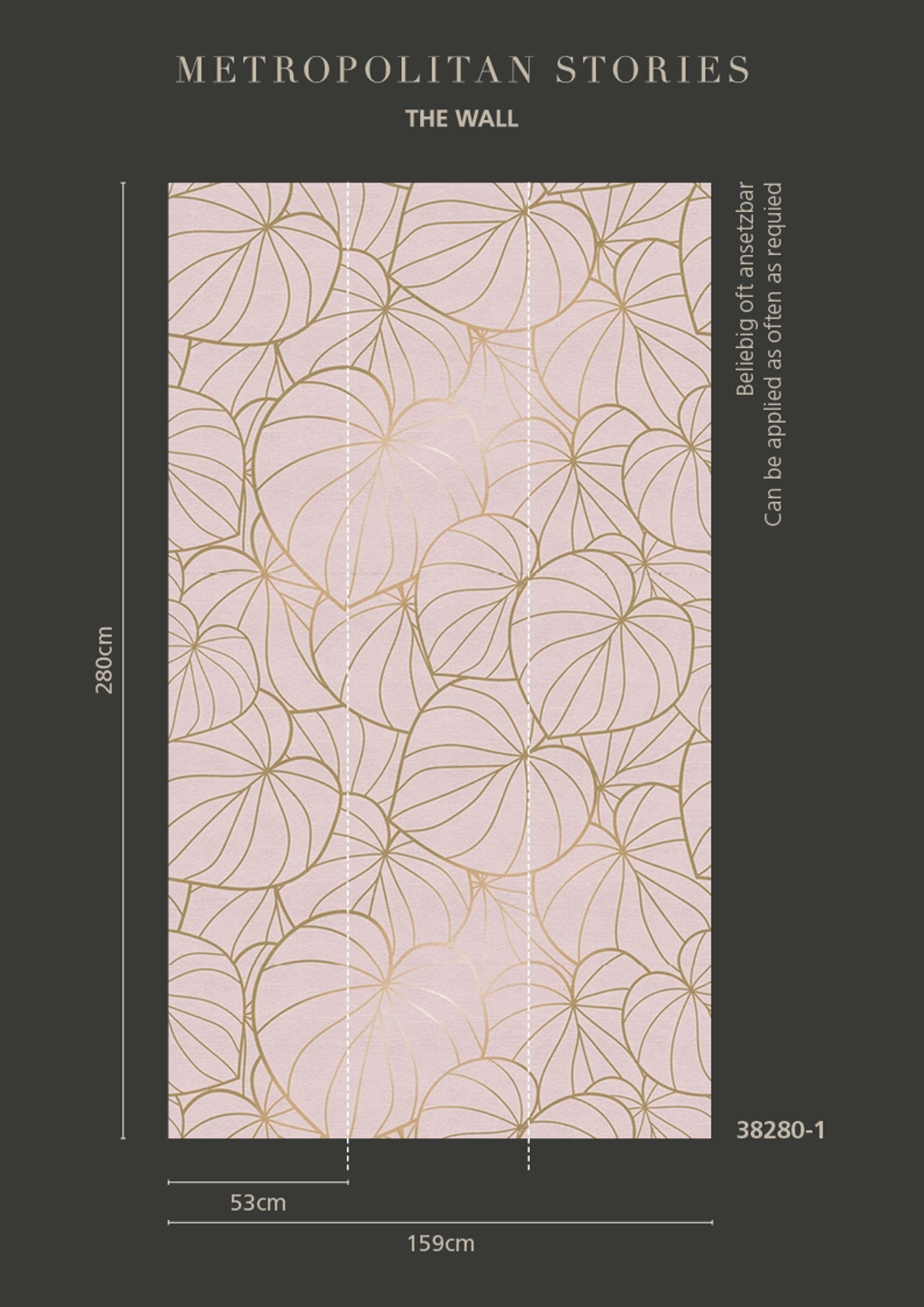 Graphics tapet med grafiskt mönster i rosa. Från kollektionen The Wall. Nonwoven-material. Passar i vardagsrum och matsal.