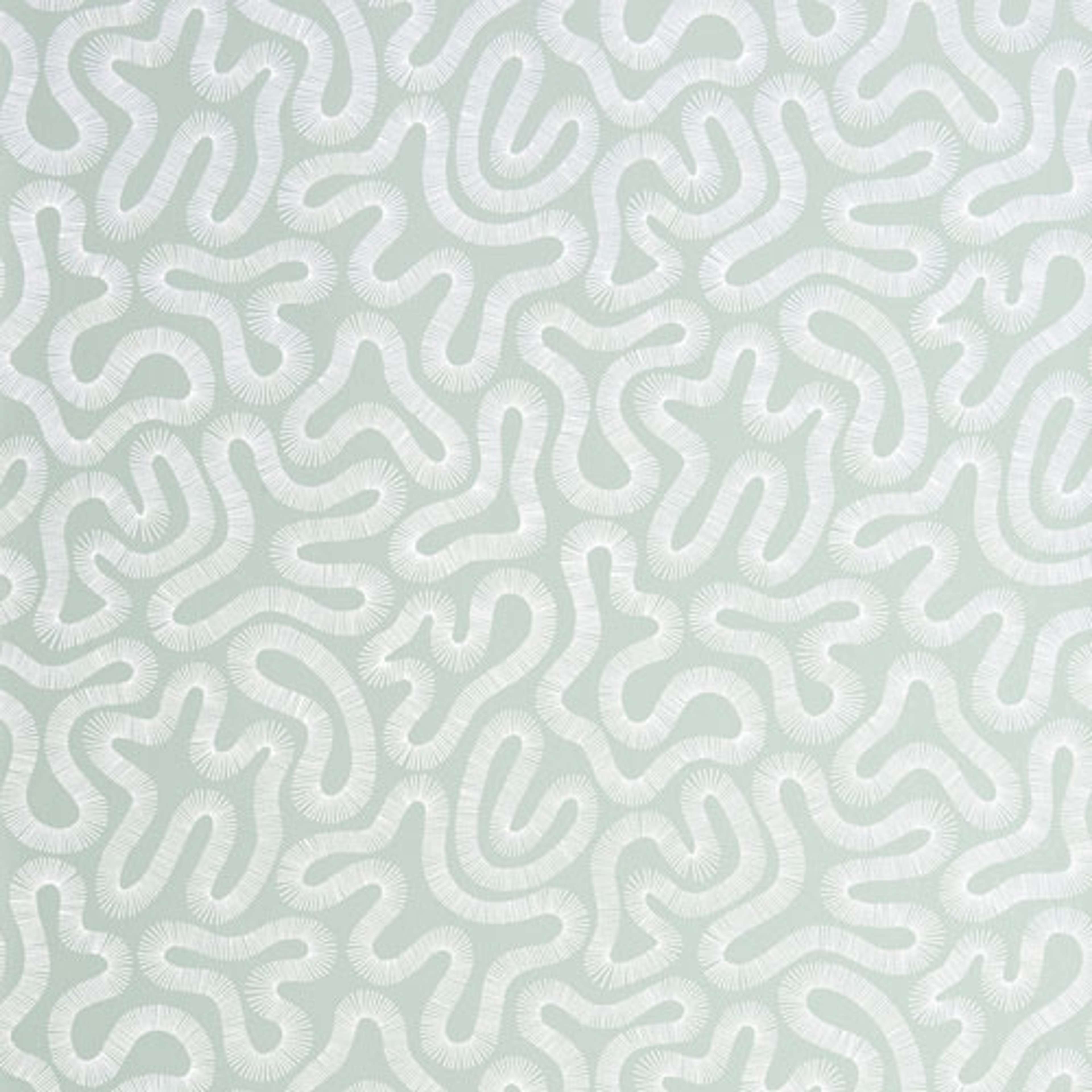 Coral Celestel tapet från Midbec med retro mönster i grå. Från kollektionen Pioneer. Nonwoven-material med förskjuten passning.