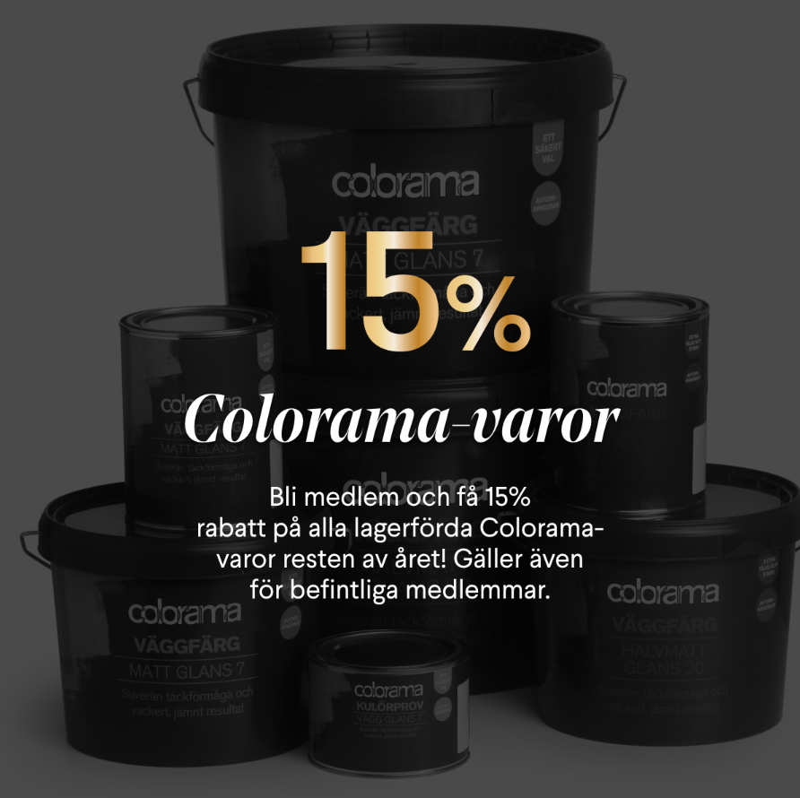 Colorama ad: 15% off Colorama products for members, shown with paint cans.