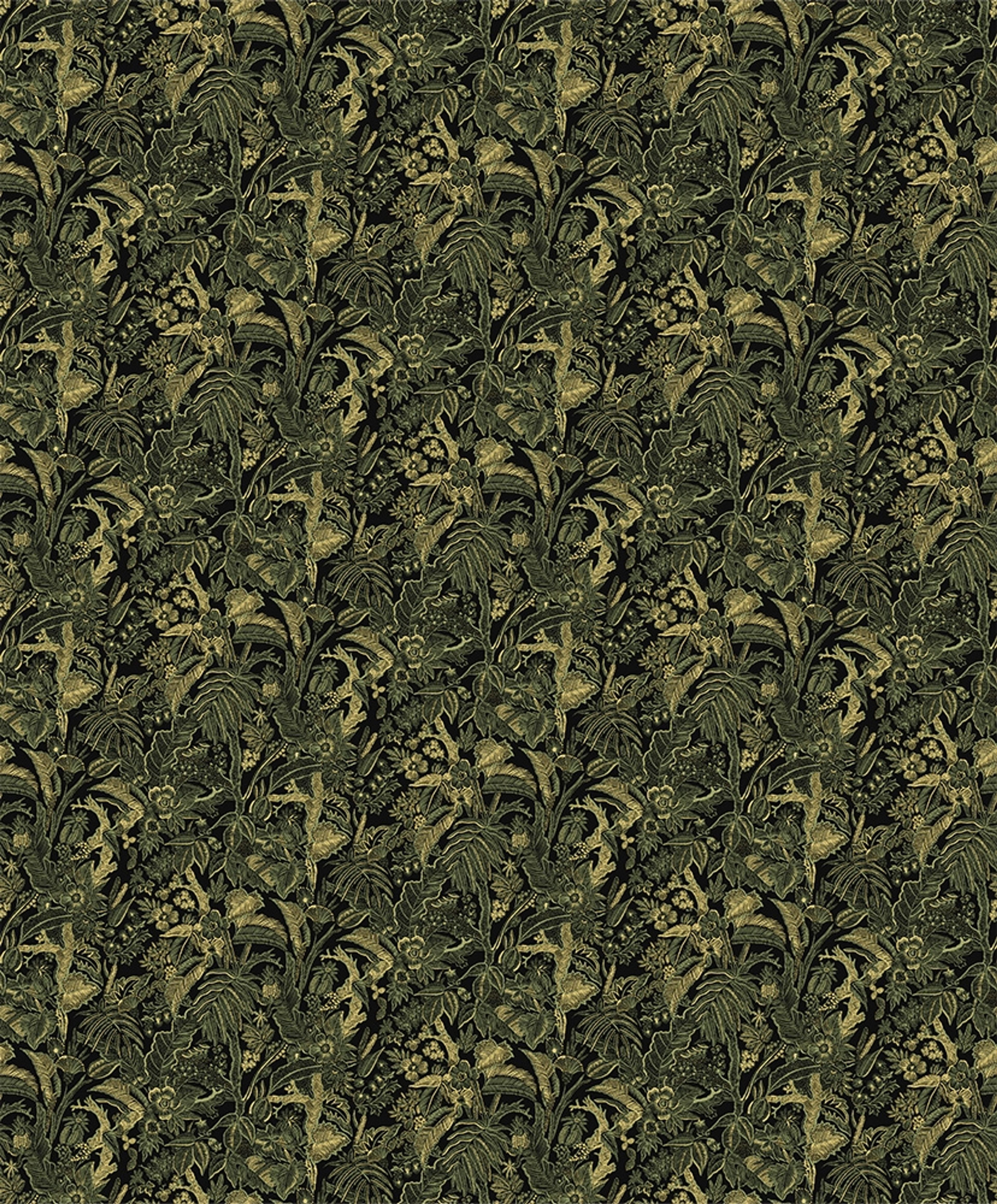 Onikar Ivy tapet med botaniskt mönster i svart och grön. Från kollektionen Summer. Nonwoven-material med rak passning.