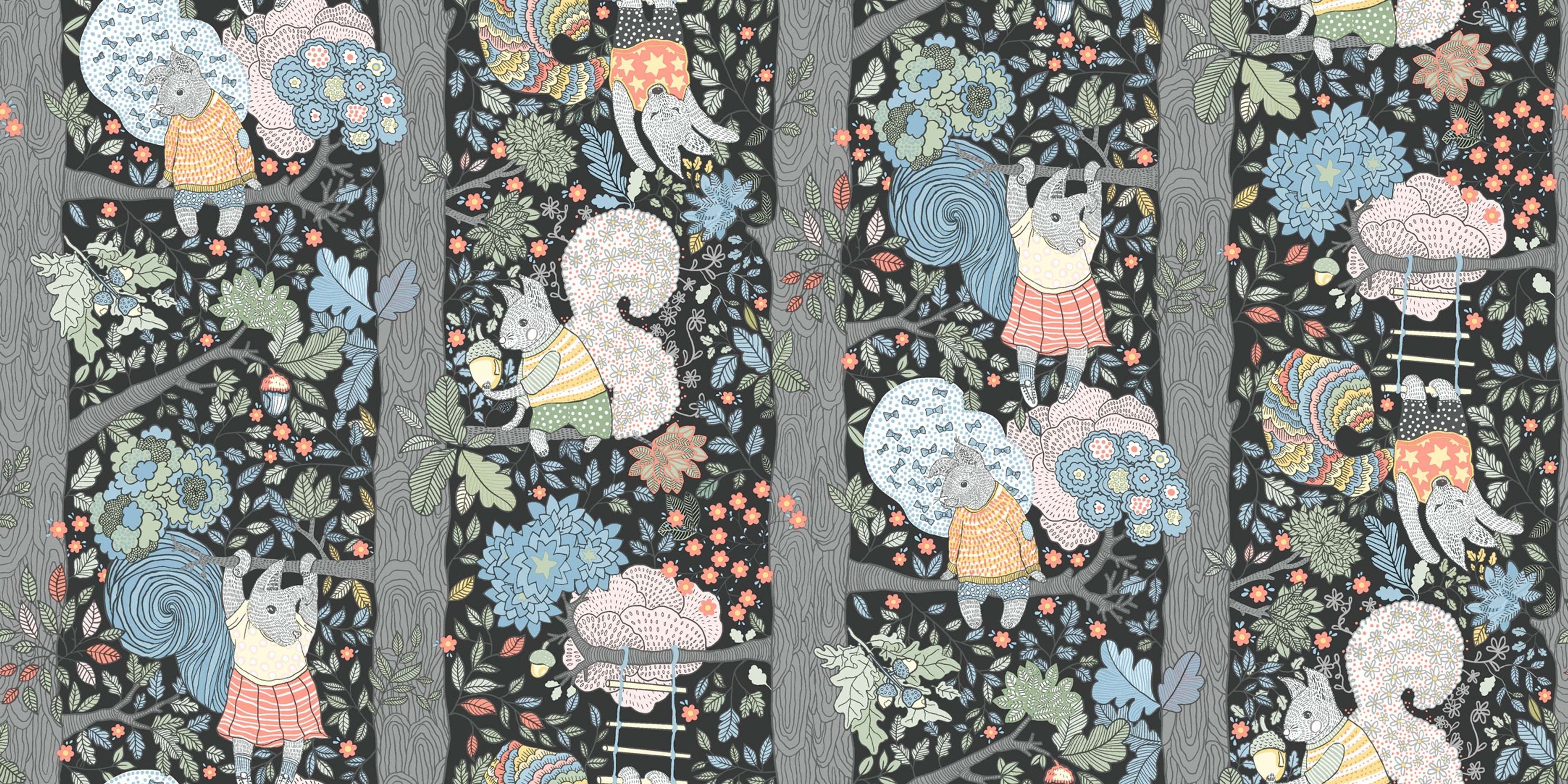 Charlie från Boråstapeter i svart och multifärg. Från kollektionen Scandinavian Designers Mini.