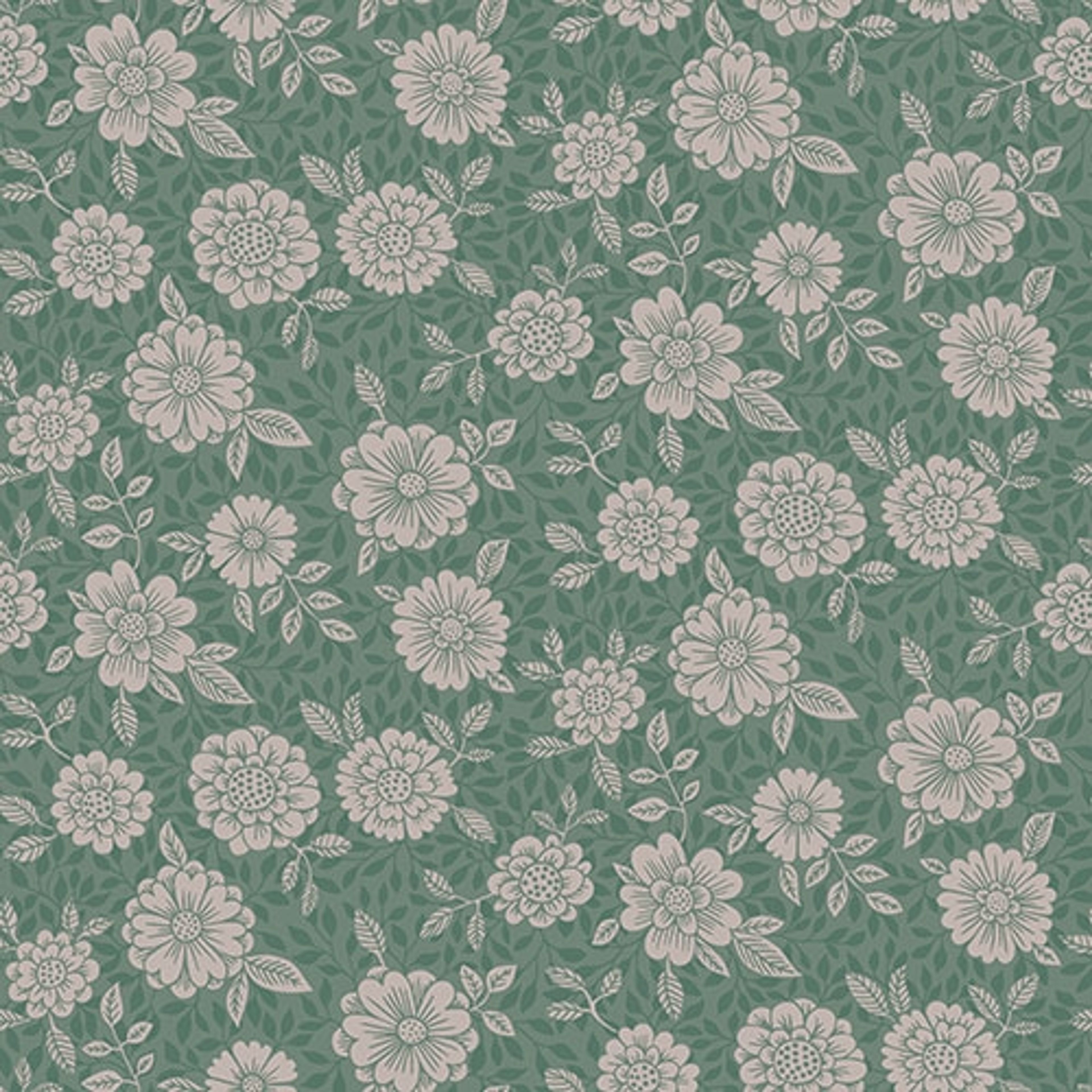 Lizette tapet med blommigt mönster i grön. Från kollektionen skogsgläntan. Nonwoven-material med rak passning. Passar i vardagsrum, sovrum och matsal.