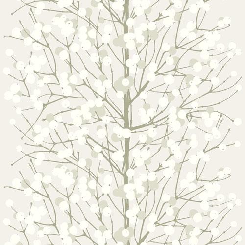 Marimekko Lumimarja, beige tapet tapet från Midbec med botaniskt mönster i beige. Från kollektionen Marimekko 5. Nonwoven-material.