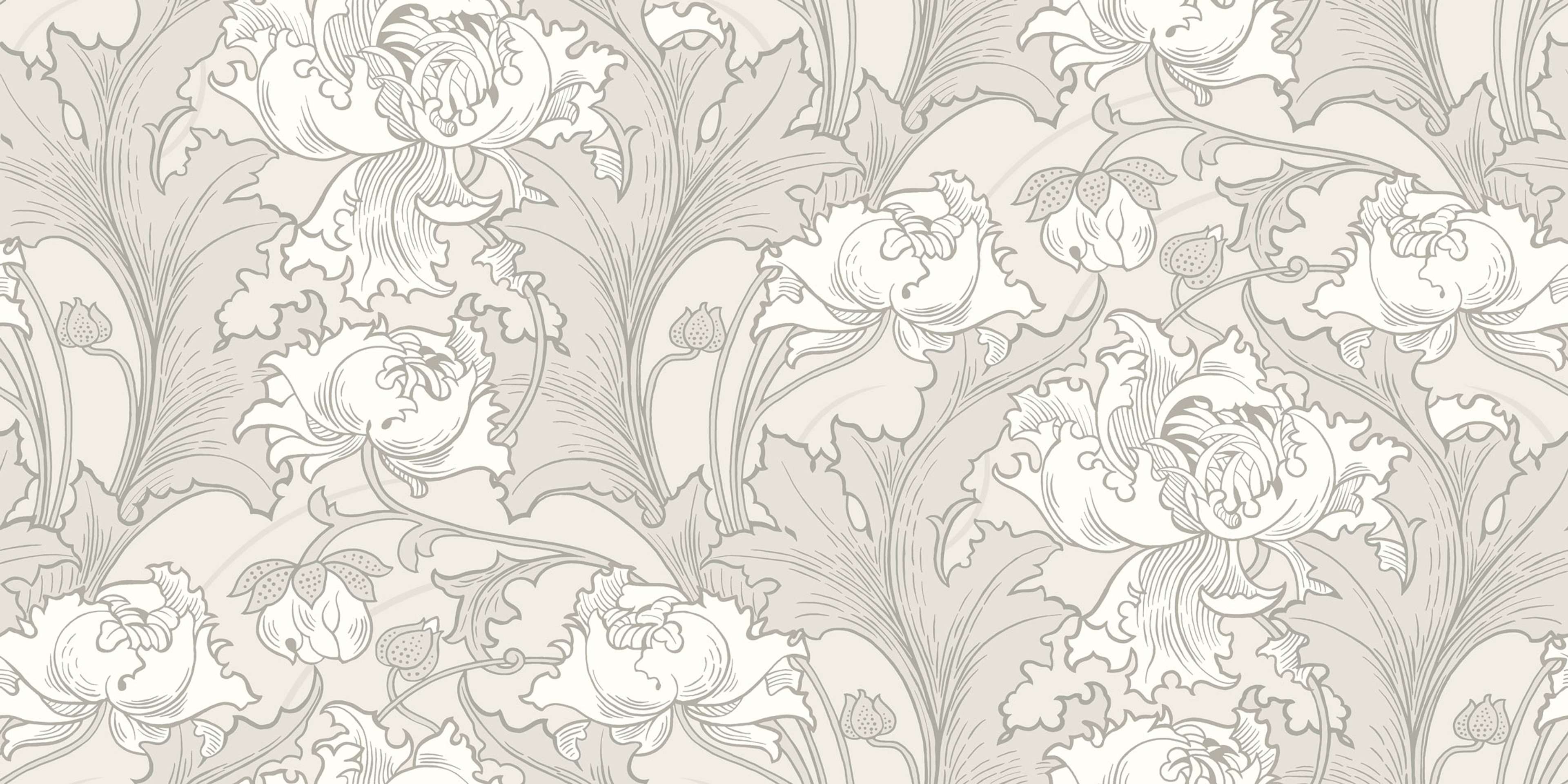 Siri tapet från Boråstapeter med botaniskt mönster i grå och beige. Från kollektionen anno. Nonwoven-material med förskjuten passning. Vintage, city-stil. Passar i sovrum och matsal.