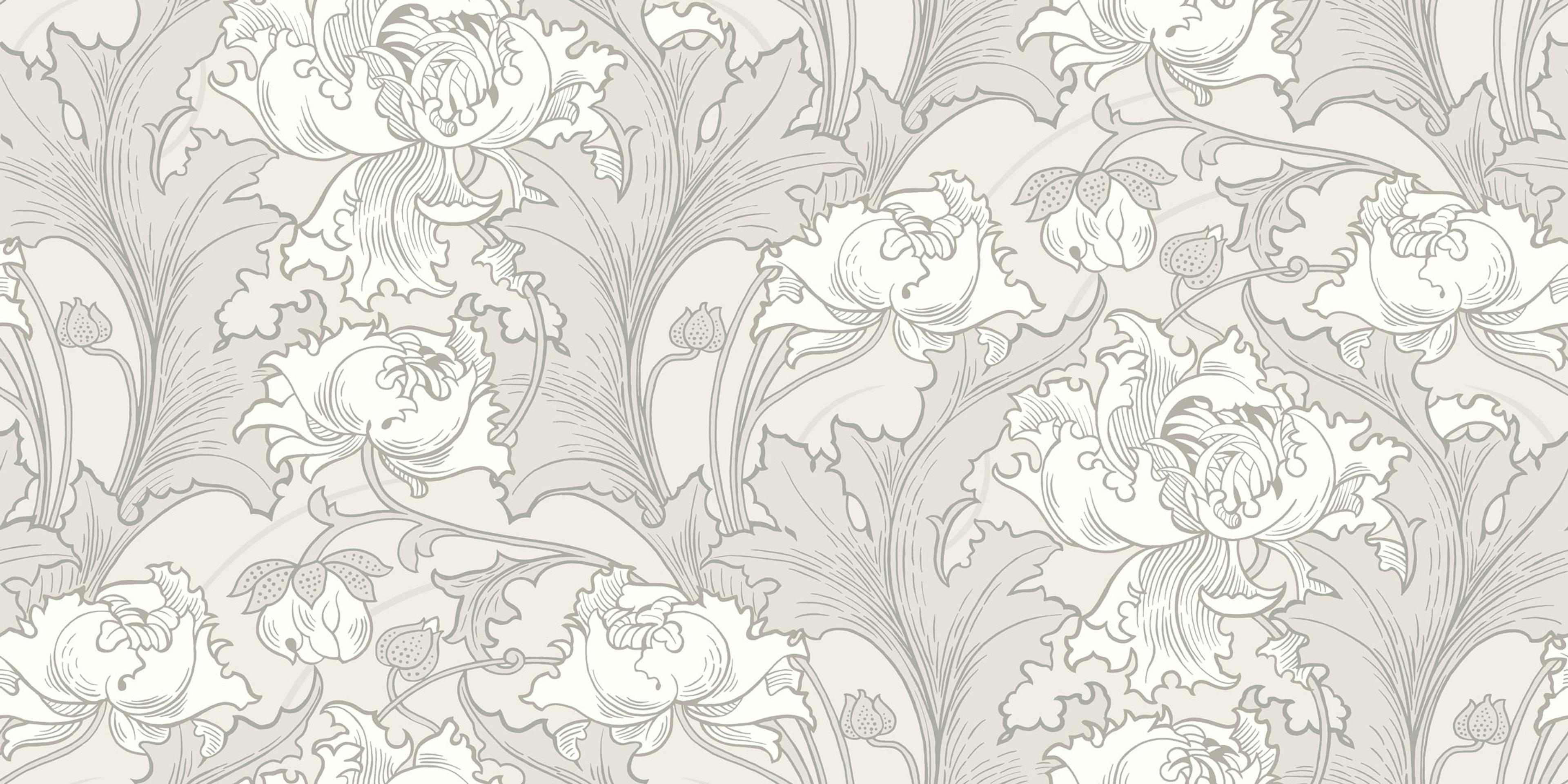 Siri tapet från Boråstapeter med botaniskt mönster i grå och beige. Från kollektionen anno. Nonwoven-material med förskjuten passning. Vintage, city-stil. Passar i sovrum och matsal.