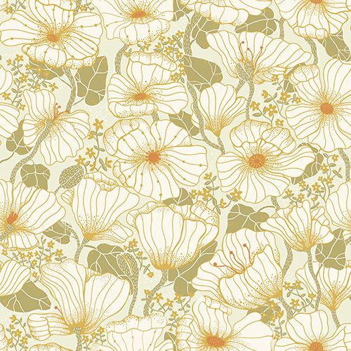 Matilda blommig tapet, beige/grön tapet med blommigt mönster i grön och beige. Från kollektionen Lina 2. Nonwoven-material med rak passning.