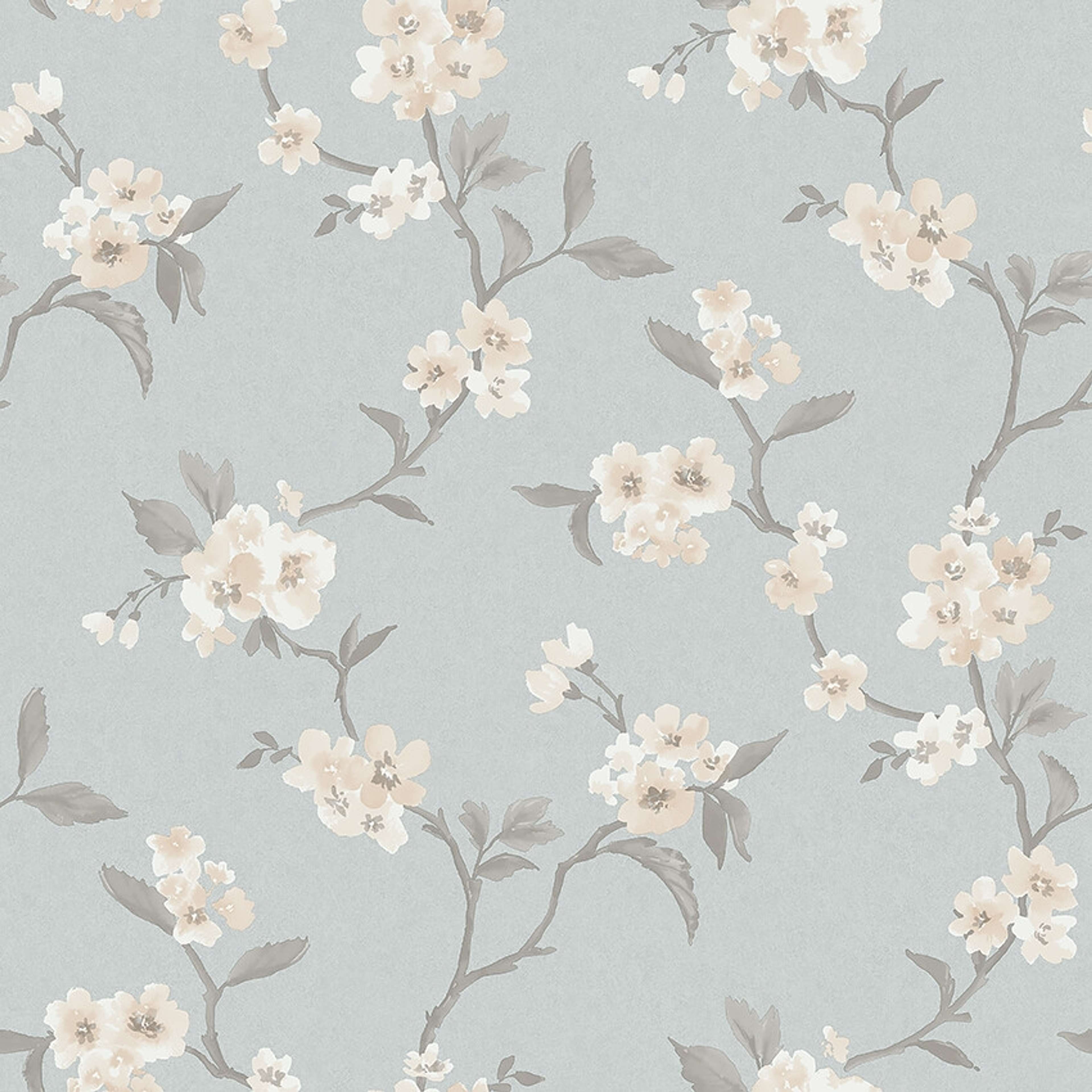 Marie 38750, tapet tapet med blommigt mönster i blå. Från kollektionen Borosan Hem. Nonwoven-material med rak passning.