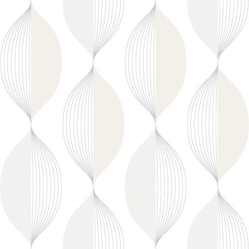 Ellips, Vit tapet från duro med geometriskt mönster i vit och beige. Från kollektionen Natur. Nonwoven-material med rak passning. Vintage-stil.