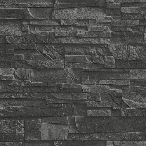 Industri tapet från Midbec med tegelsten mönster i svart. Från kollektionen Concrete, Industri 2. Nonwoven-material med förskjuten passning. Passar i vardagsrum, hall och arbetsrum.