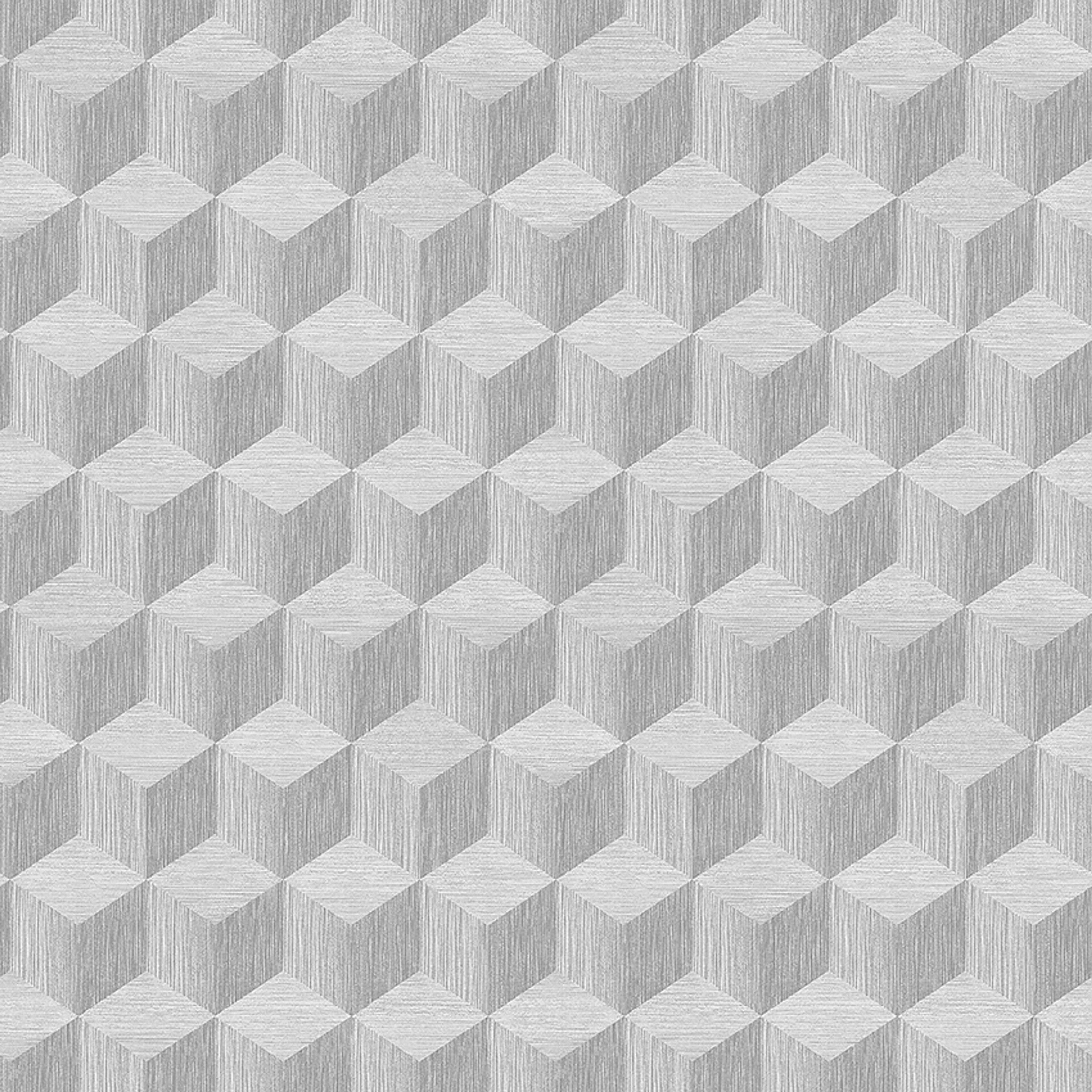 Cube grå, tapet tapet med rutigt, grafiskt mönster i grå. Från kollektionen Graphics. Nonwoven-material med rak passning. Passar i kök.