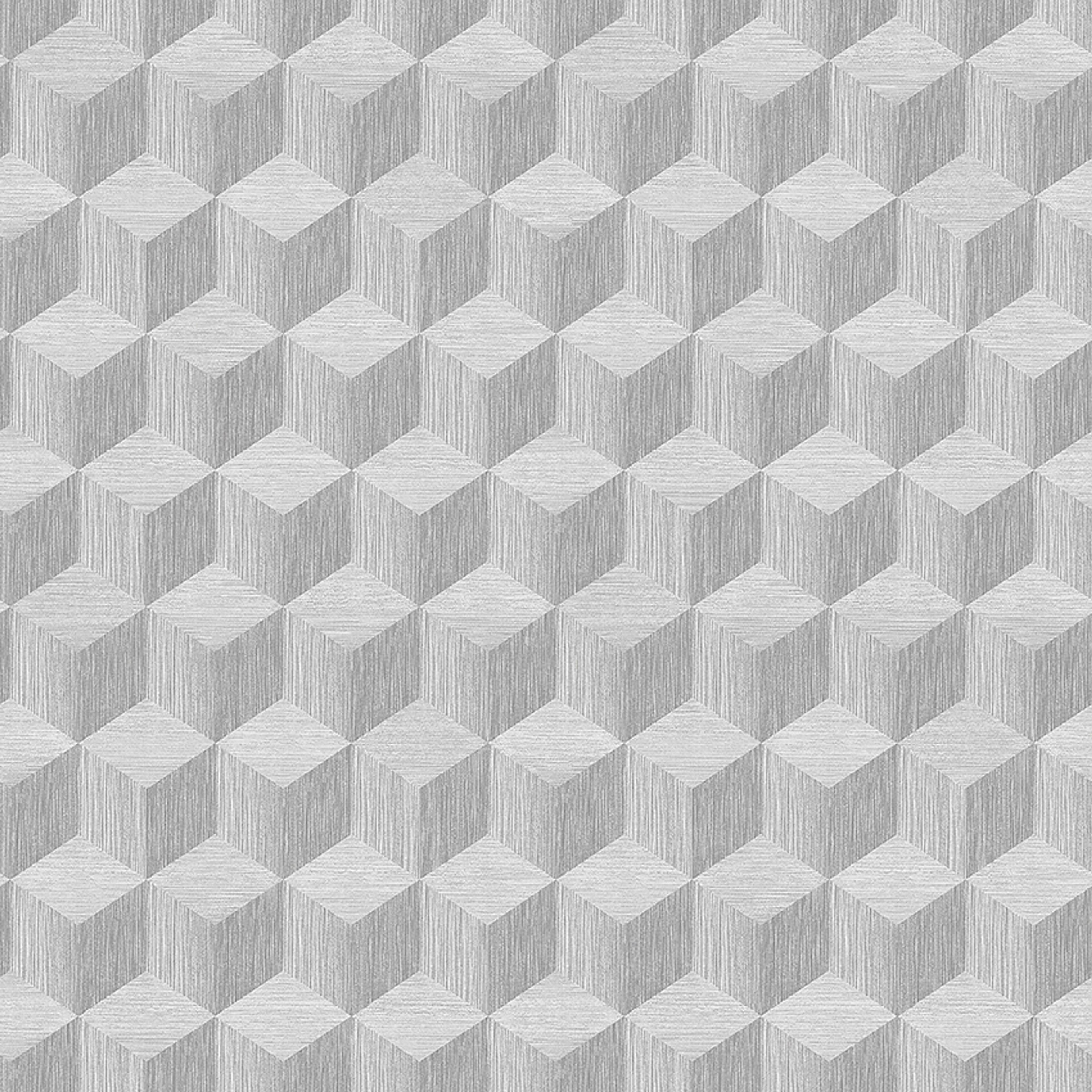 Cube grå, tapet tapet med rutigt, grafiskt mönster i grå. Från kollektionen Graphics. Nonwoven-material med rak passning. Passar i kök.