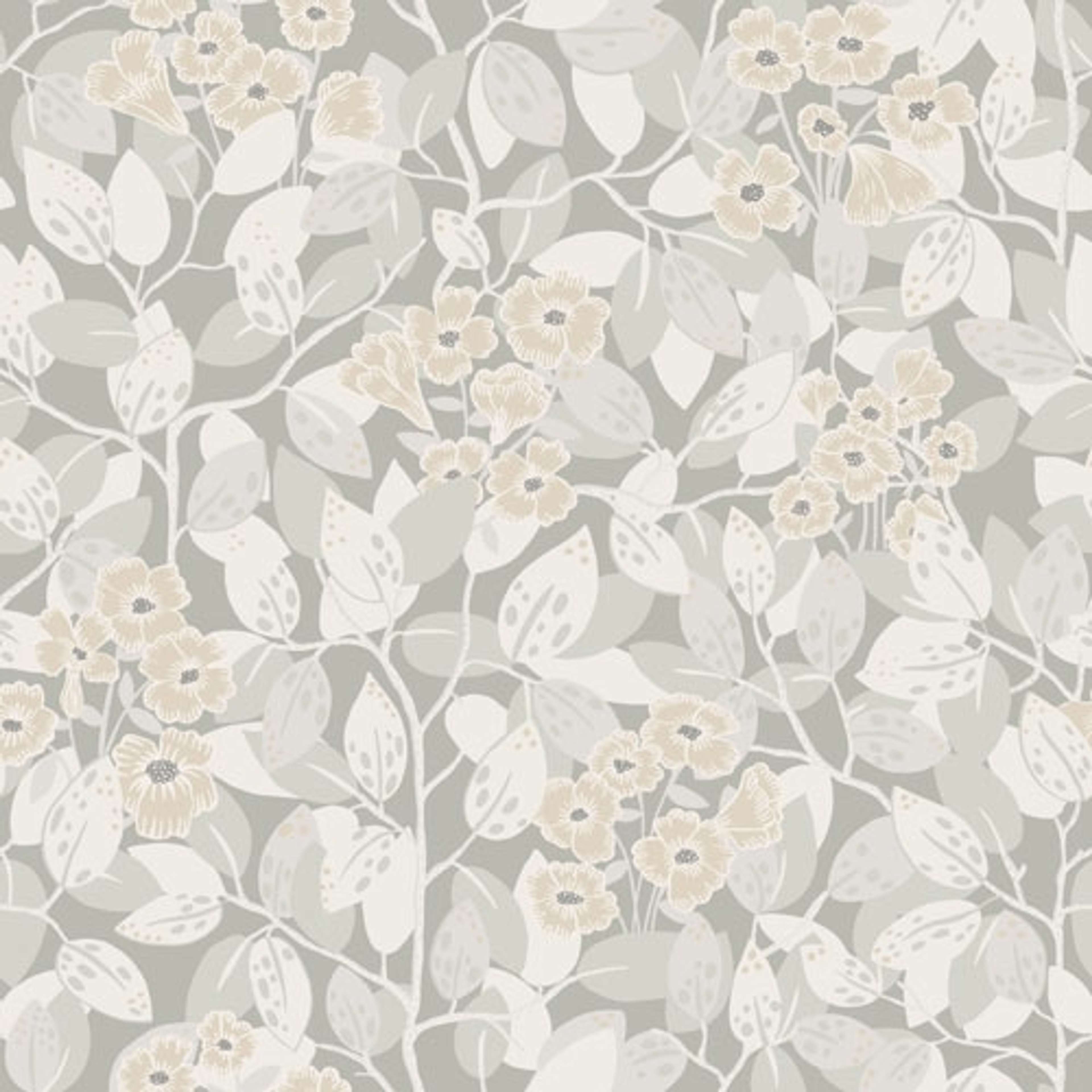 Henni tapet med blommigt mönster i grå. Från kollektionen Lina. Nonwoven-material med rak passning.