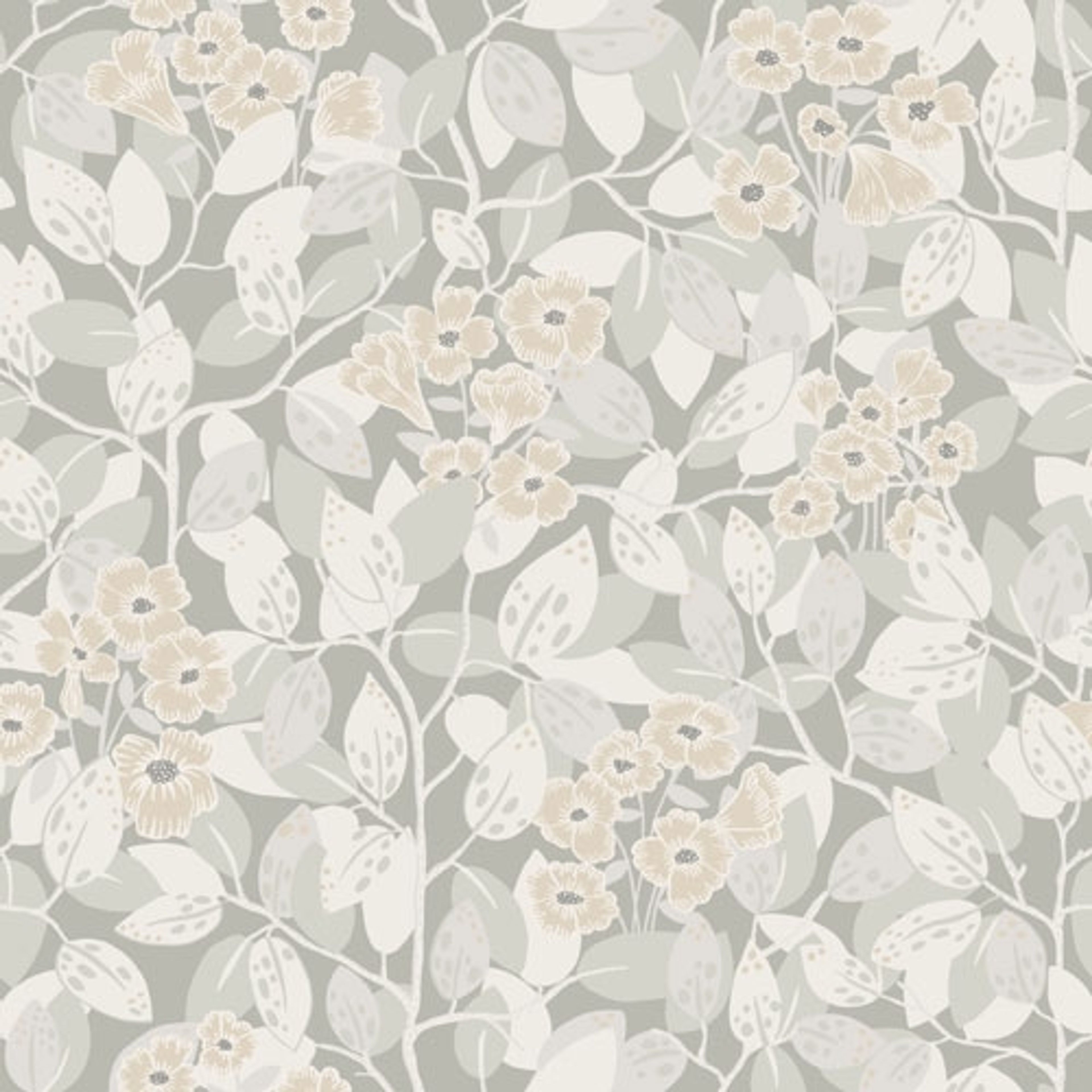 Henni tapet med blommigt mönster i grå. Från kollektionen Lina. Nonwoven-material med rak passning.