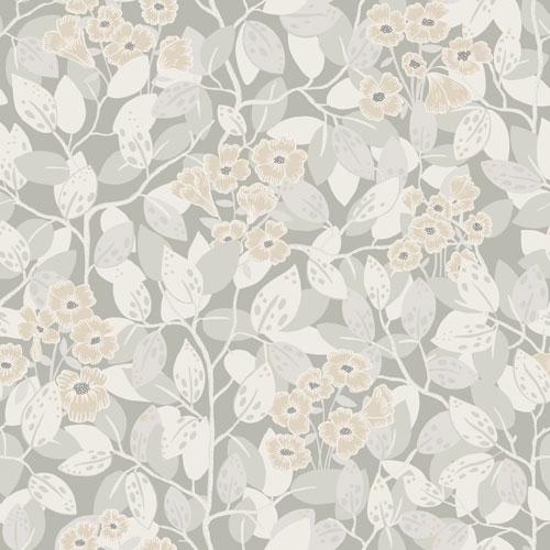 Henni tapet med blommigt mönster i grå. Från kollektionen Lina. Nonwoven-material med rak passning.