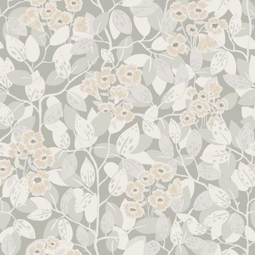Henni tapet med blommigt mönster i grå. Från kollektionen Lina. Nonwoven-material med rak passning.