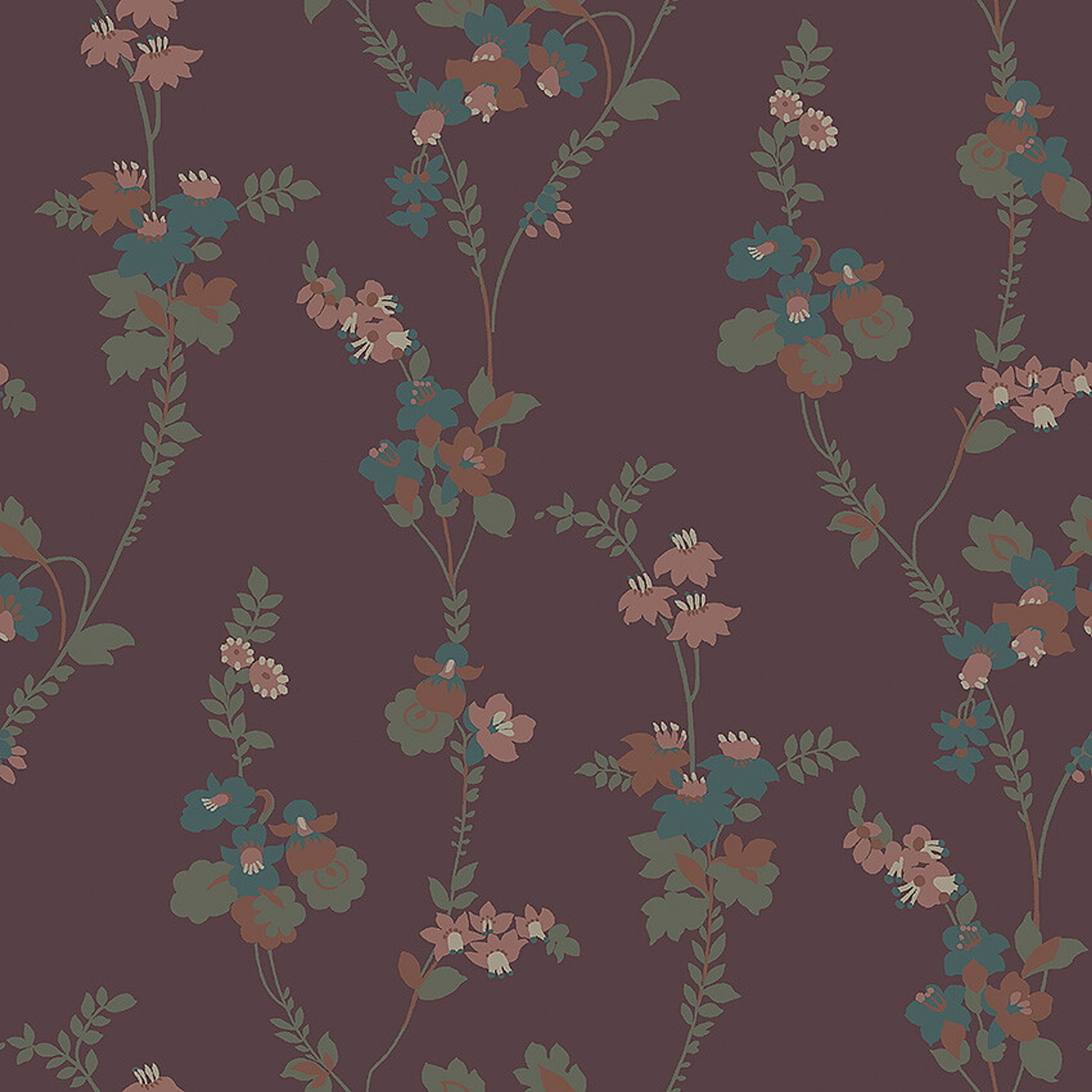 Vera röd tapet tapet med blommigt mönster i röd. Från kollektionen Swedish Grace. Nonwoven-material med rak passning. Passar i hall.