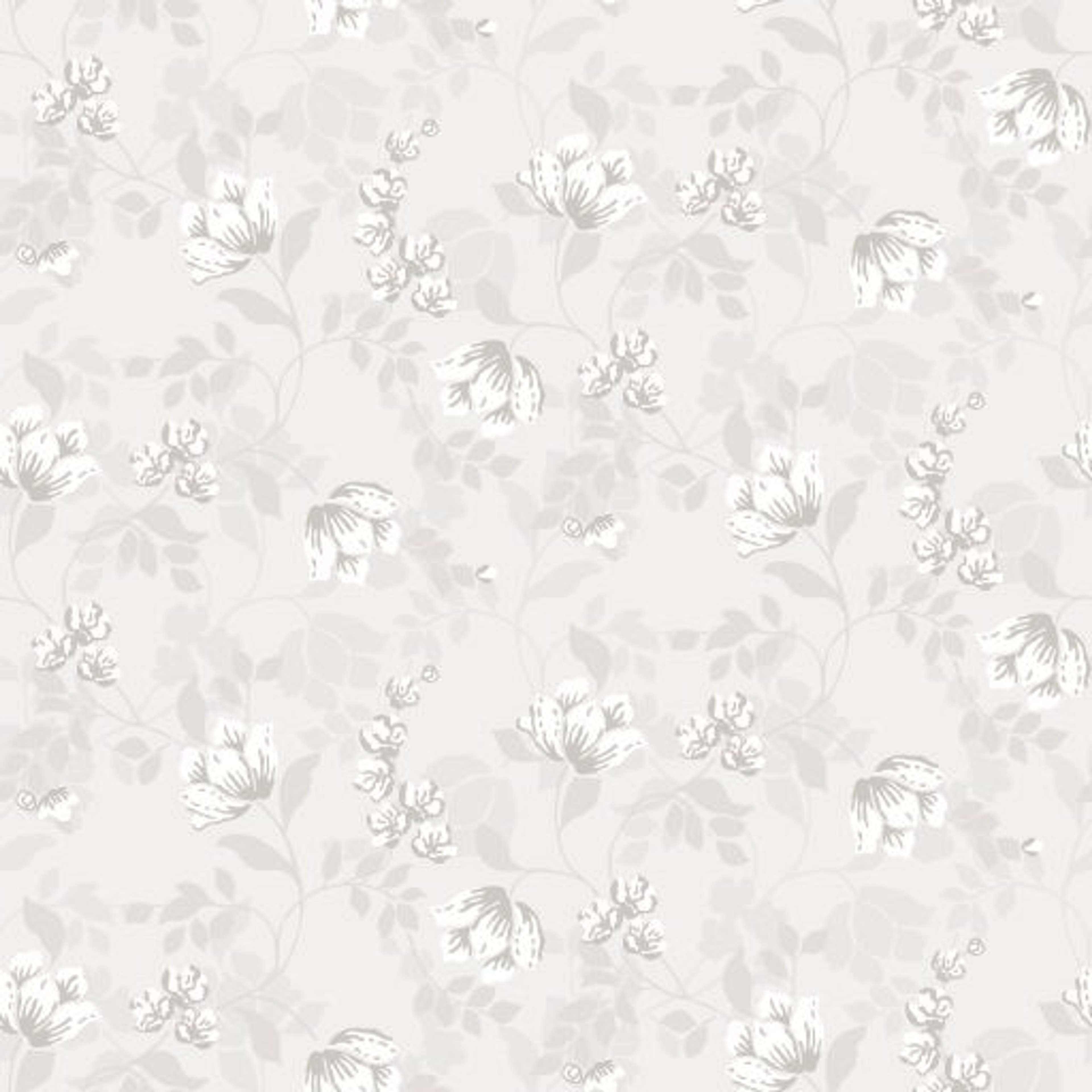 Malin, Silver Grå tapet från duro med blommigt mönster i grå. Från kollektionen Spira. Nonwoven-material med rak passning.