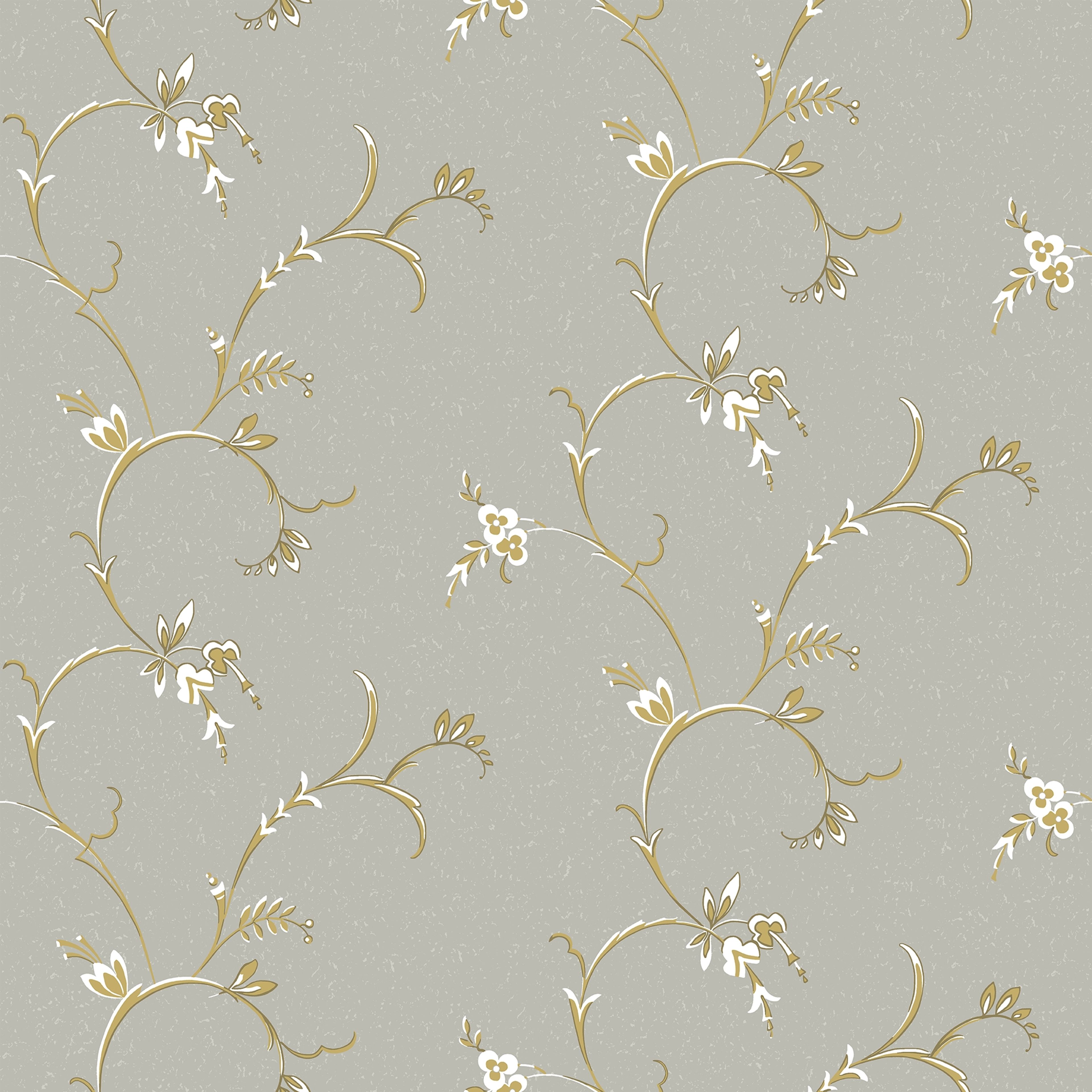 Ekbacken Grå tapet med blommigt mönster i grå. Från kollektionen Gammalsvenska klassiker 1850–1950. Nonwoven-material med rak passning.