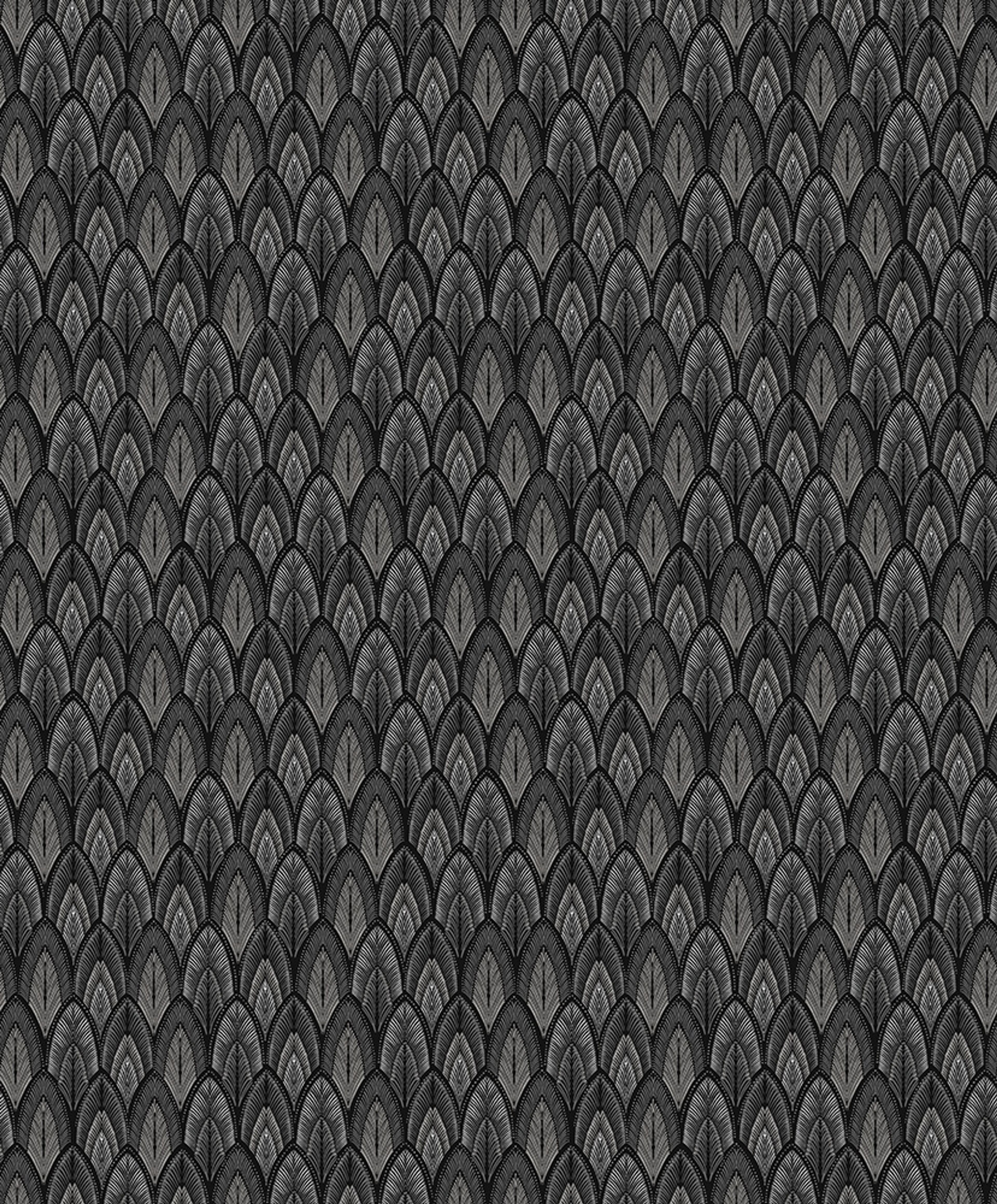 Dabu Caviar tapet med grafiskt mönster i svart. Från kollektionen Summer. Nonwoven-material med rak passning.